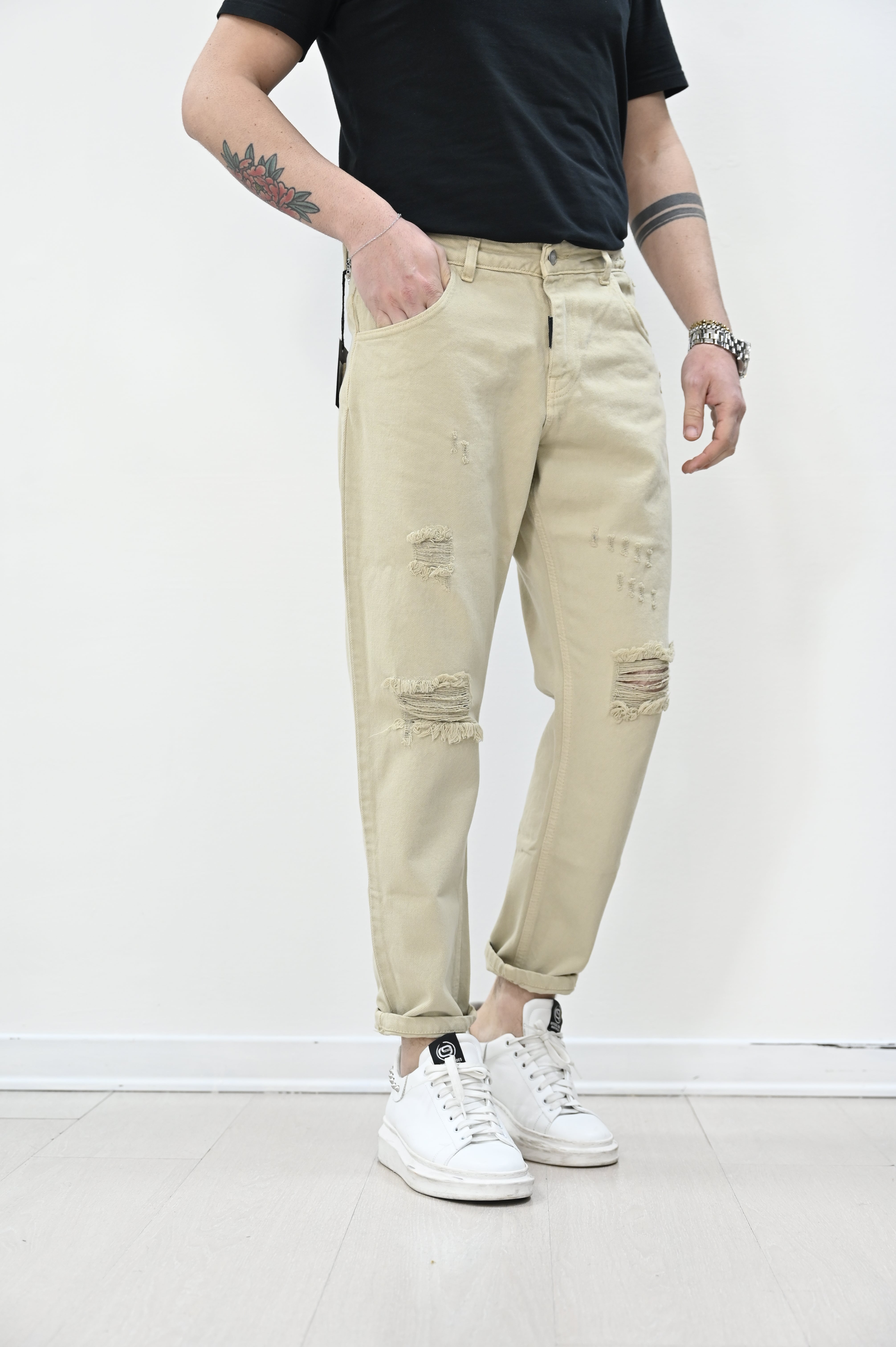 Jeans rotture panna New Job Brand