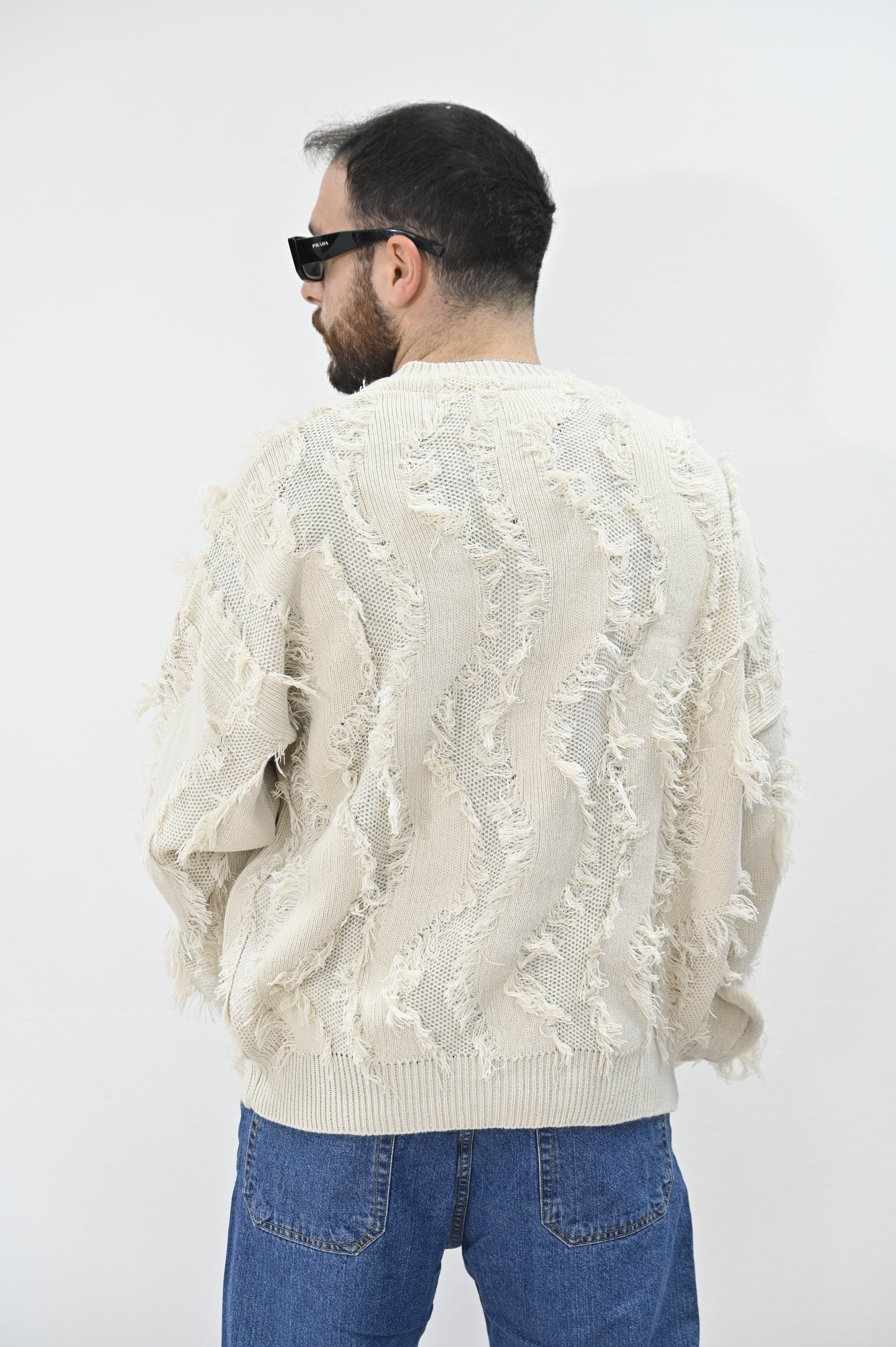Maglione sfrangiato beige NJB