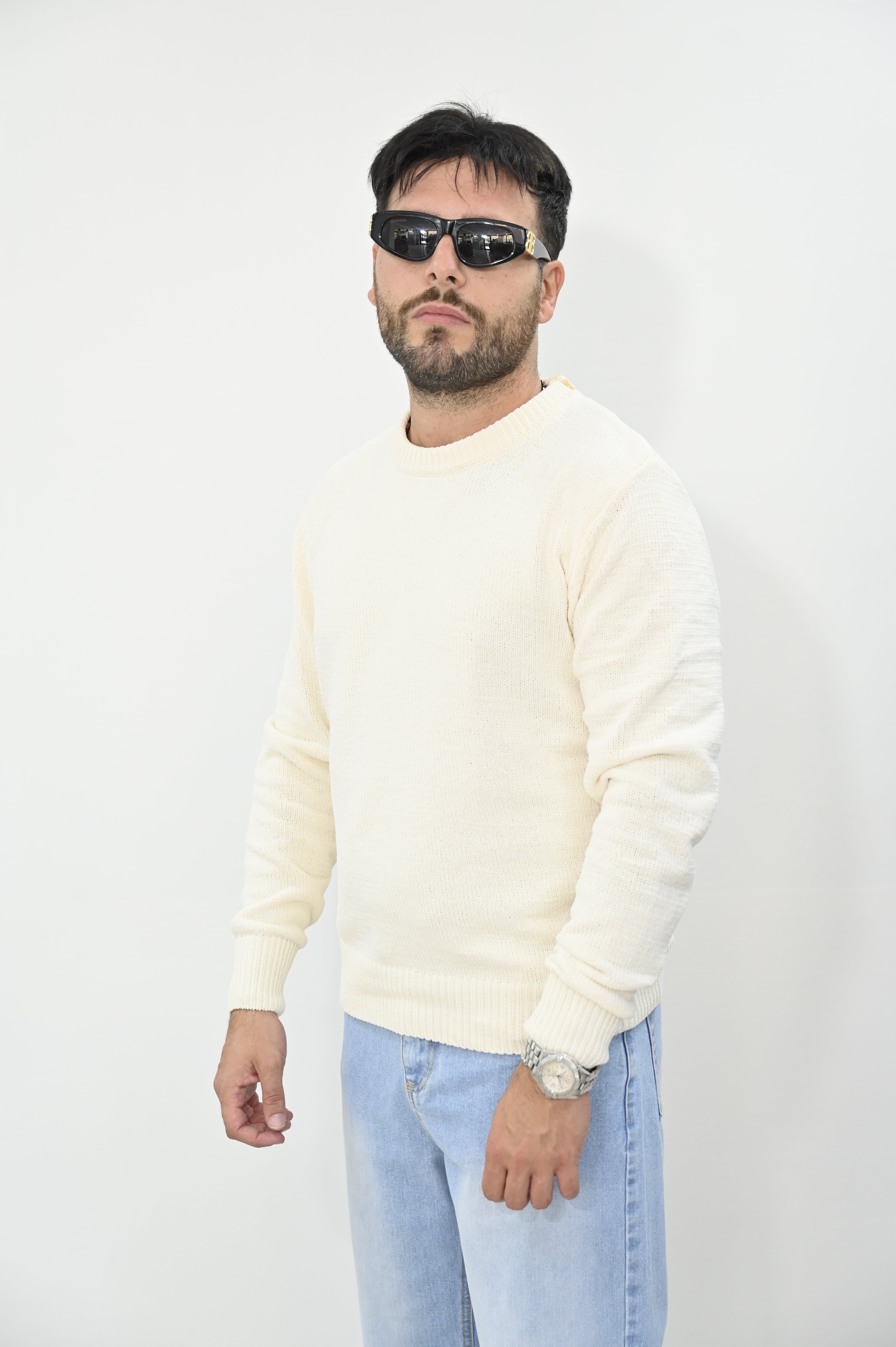 Maglione Gianni Lupo ciniglia bianco