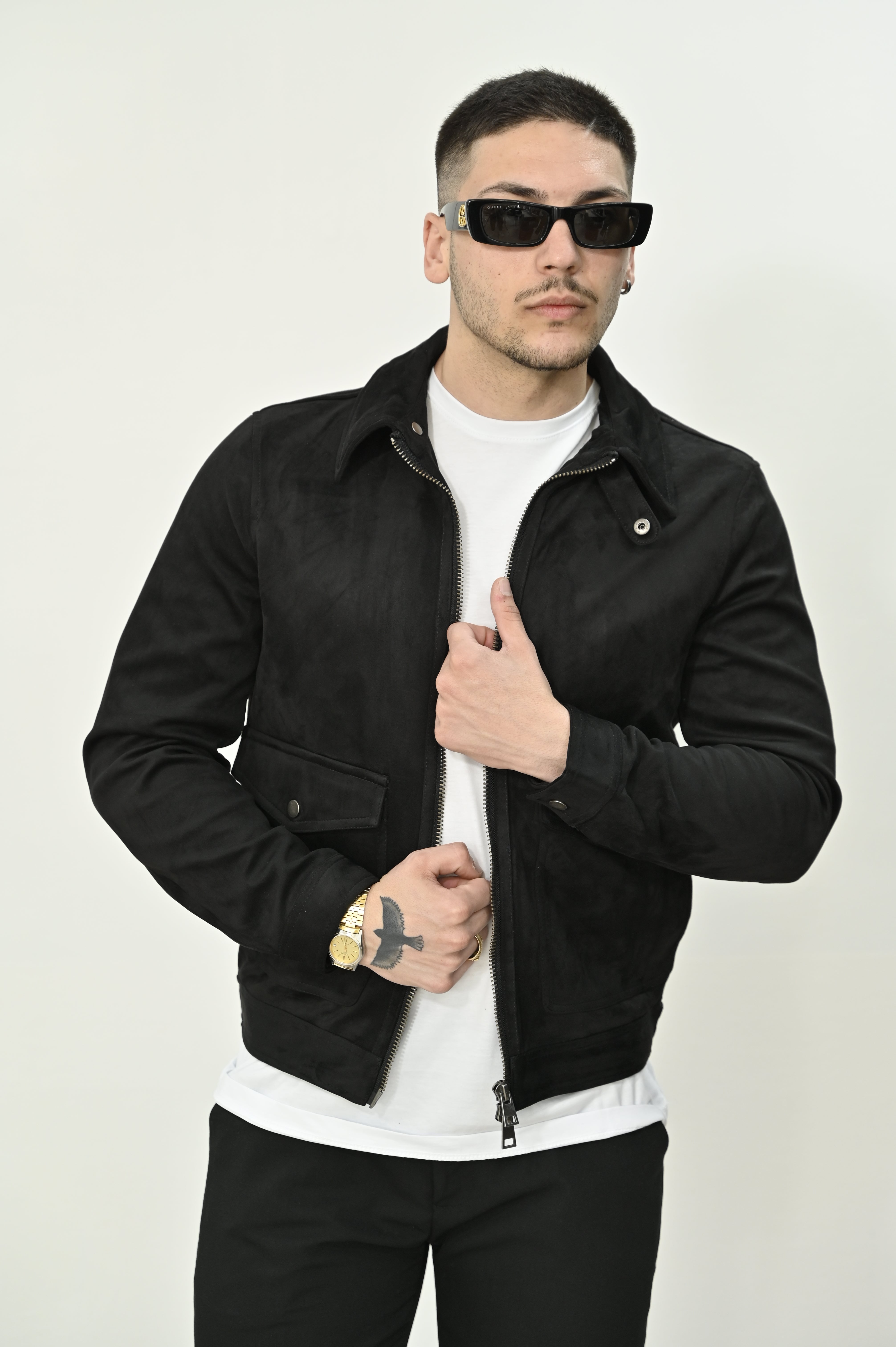 Giacca in camoscio nera