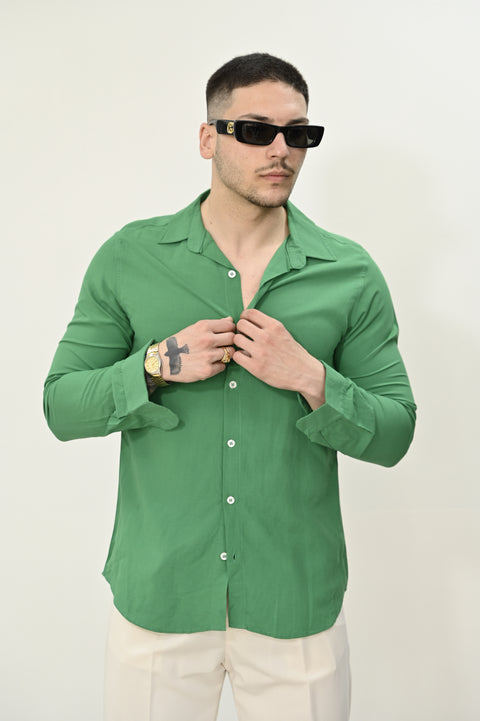 Camicia in viscosa verde