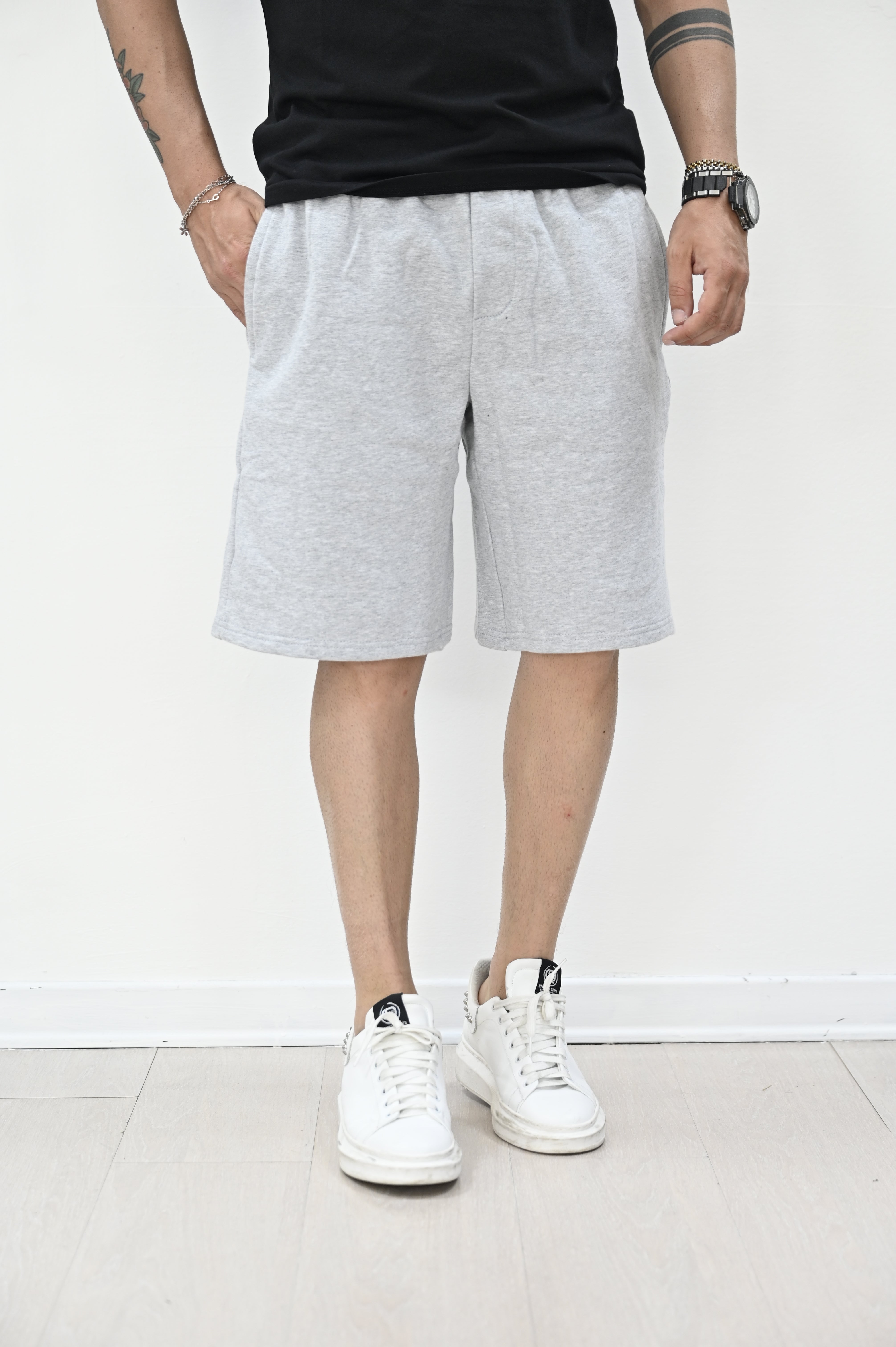 Bermuda in felpa basic grigio