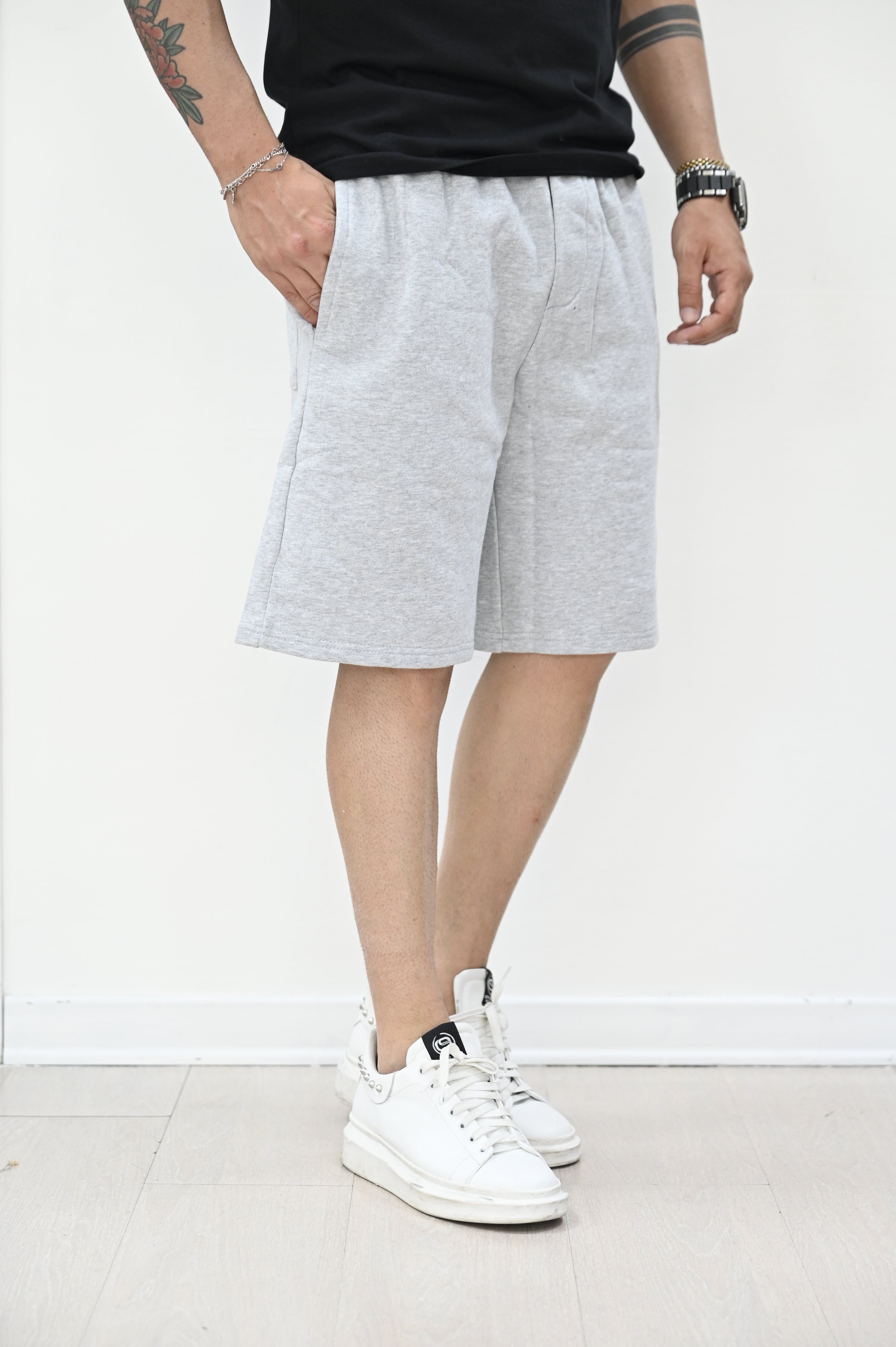 Bermuda in felpa basic grigio