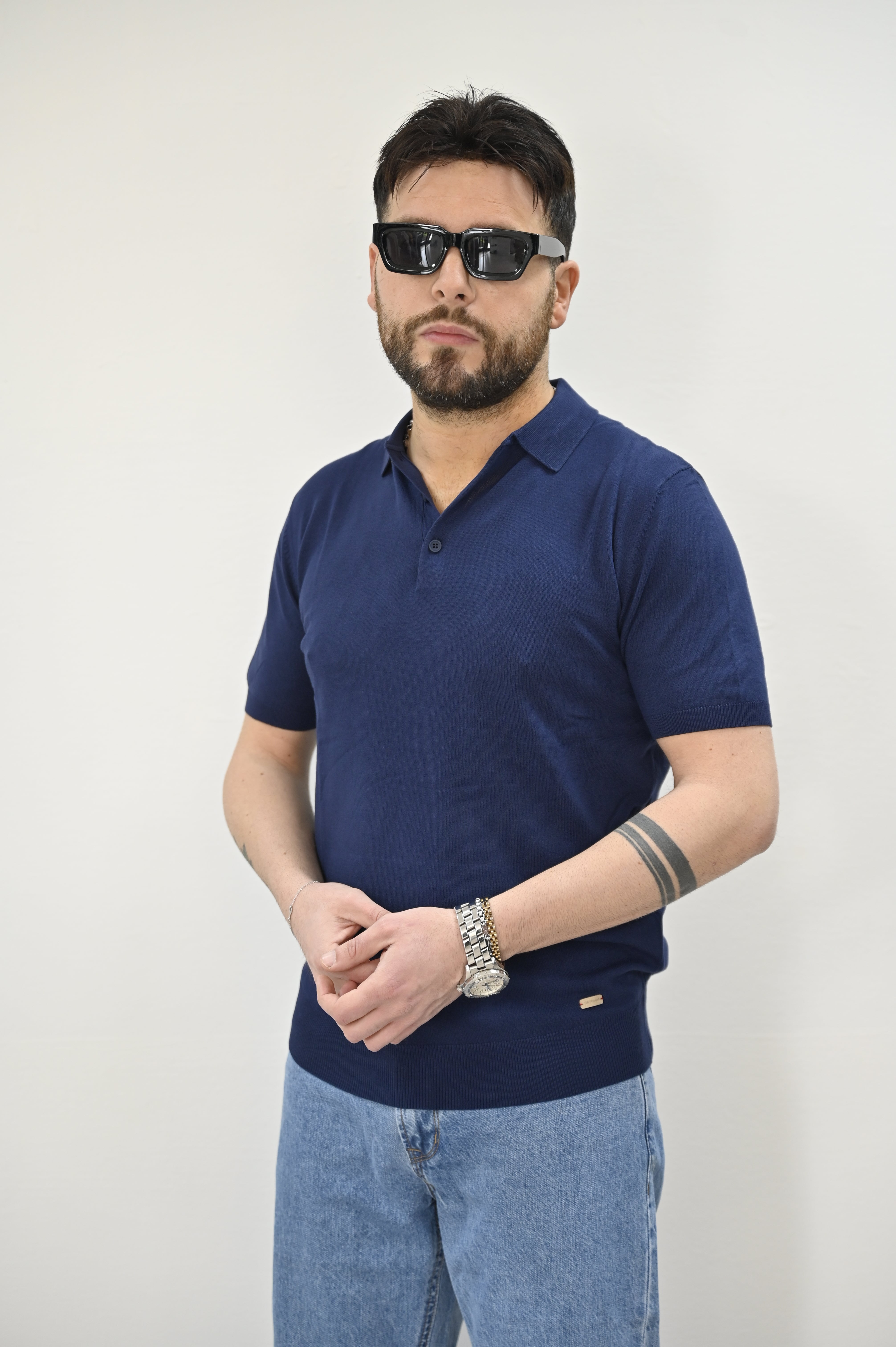 Polo in filo navy Gianni Lupo