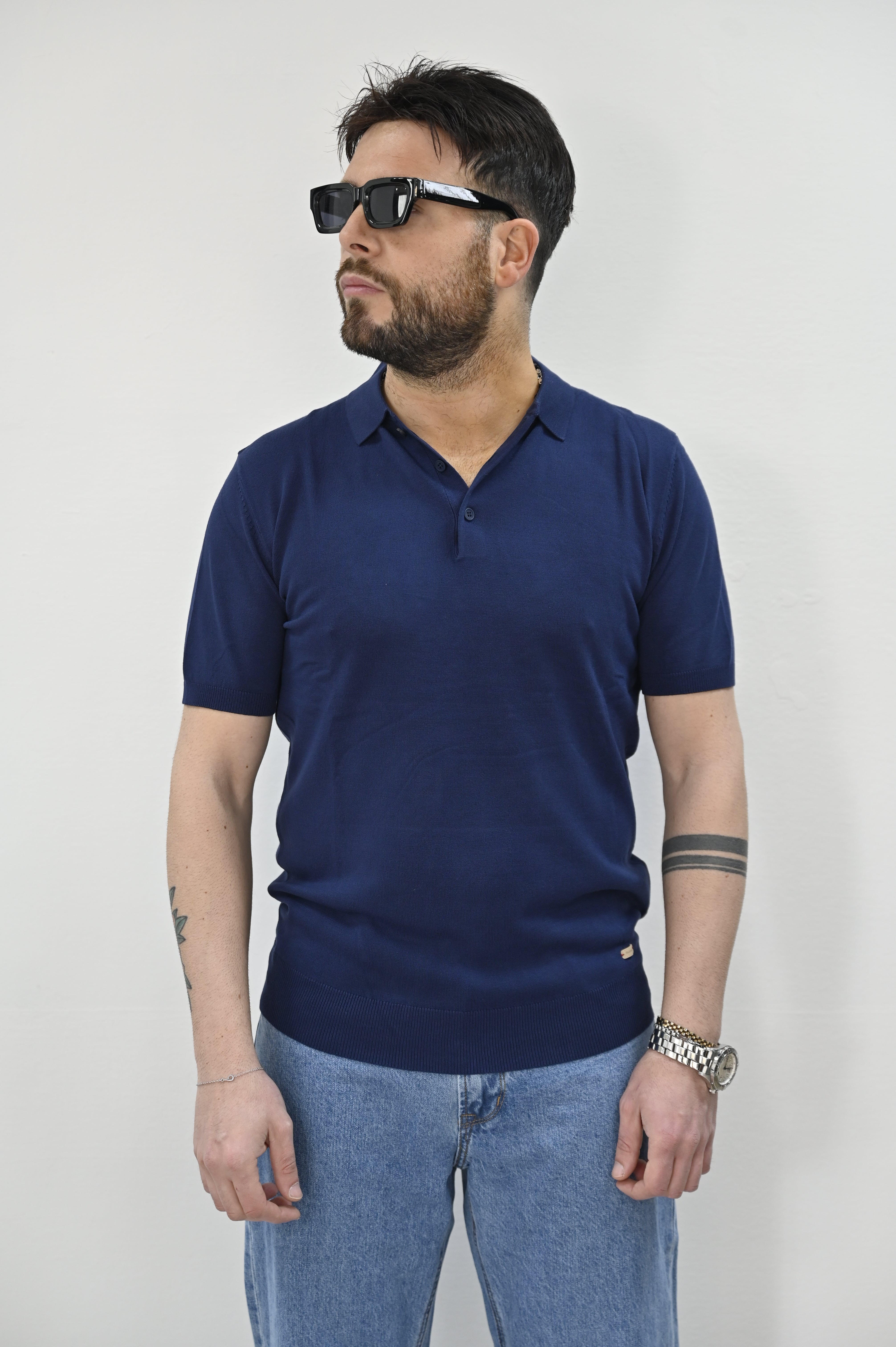 Polo in filo navy Gianni Lupo