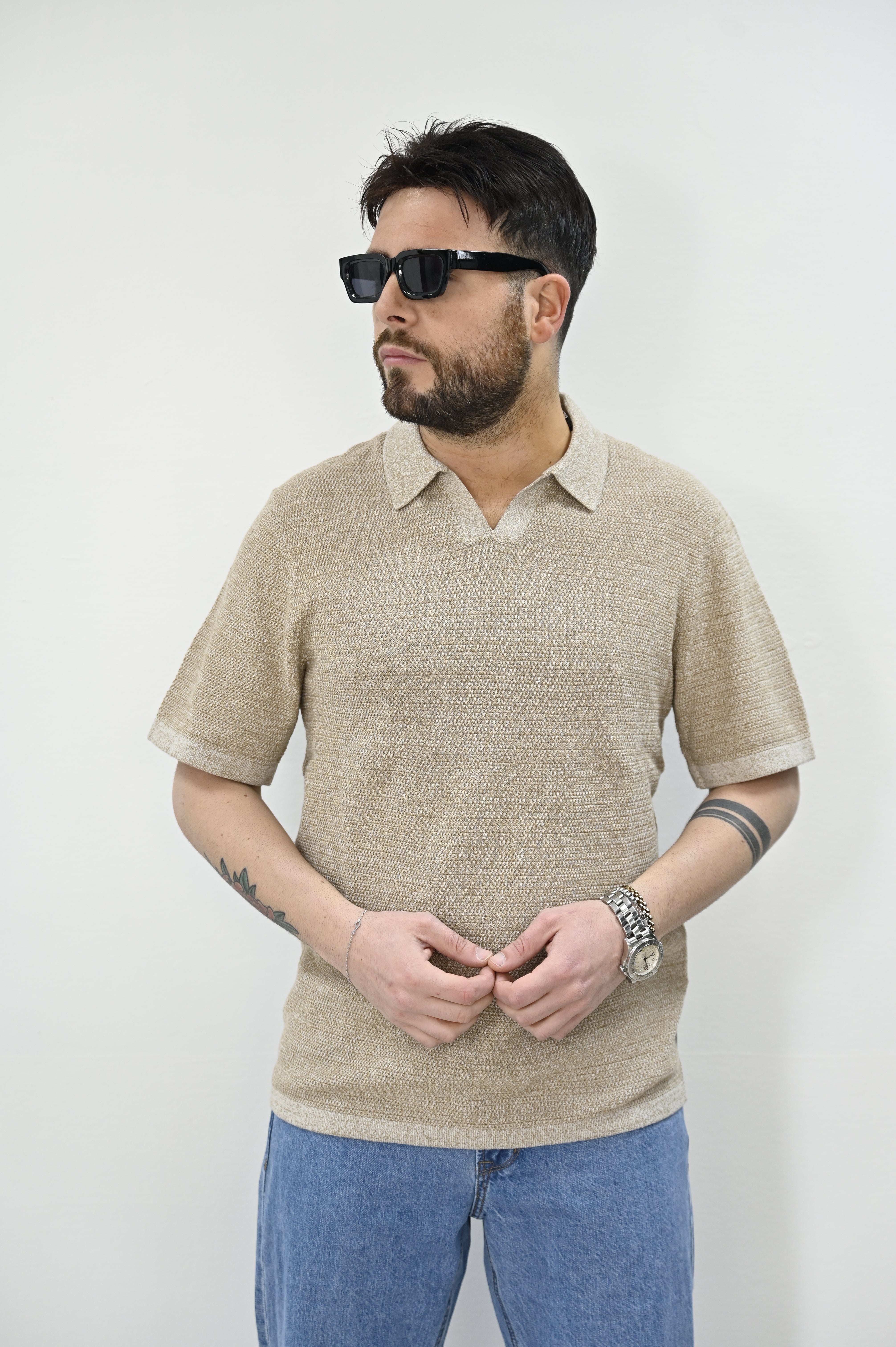 Polo in maglia camel Jack & Jones
