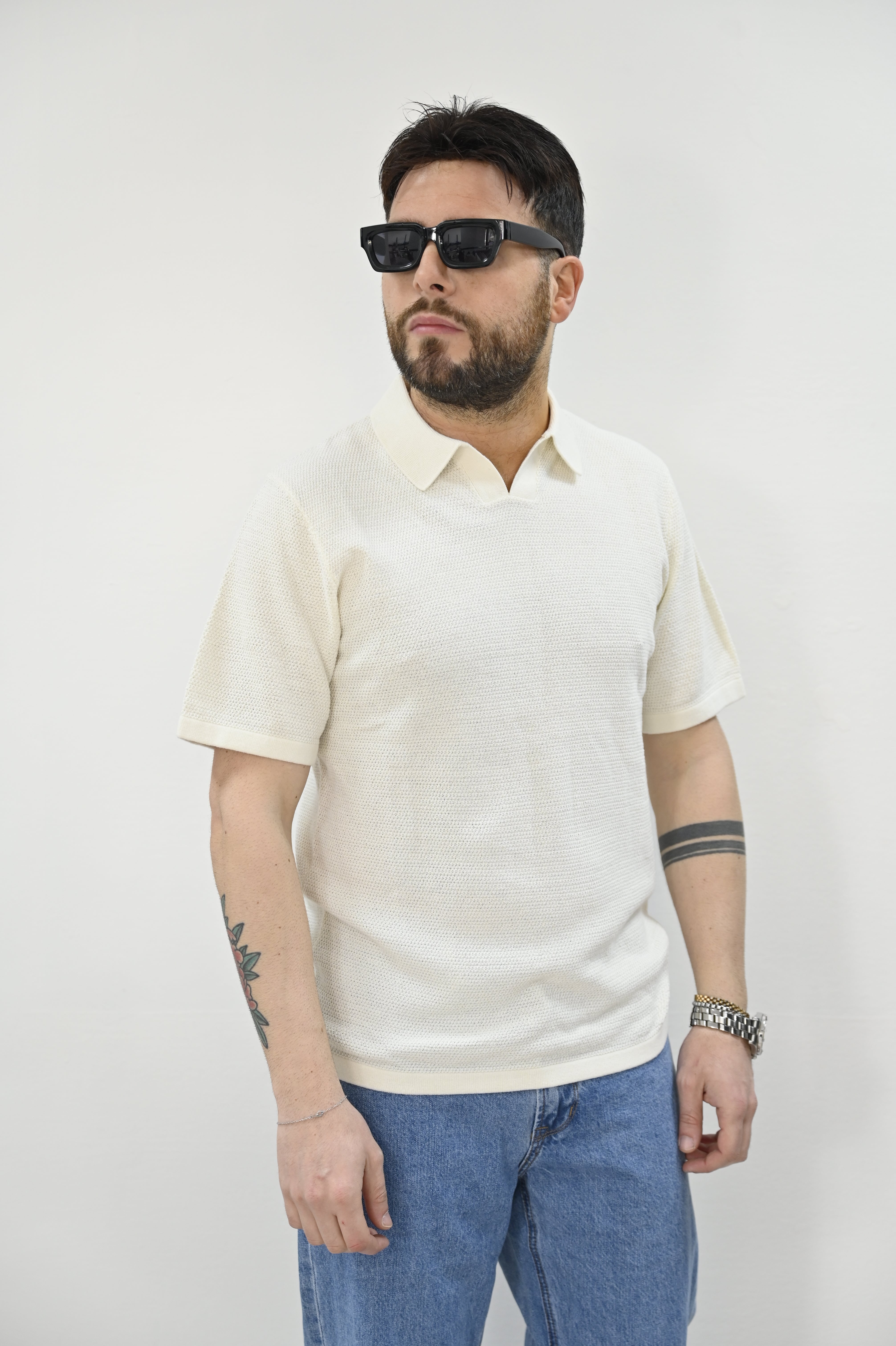 Polo in maglia panna Jack & Jones
