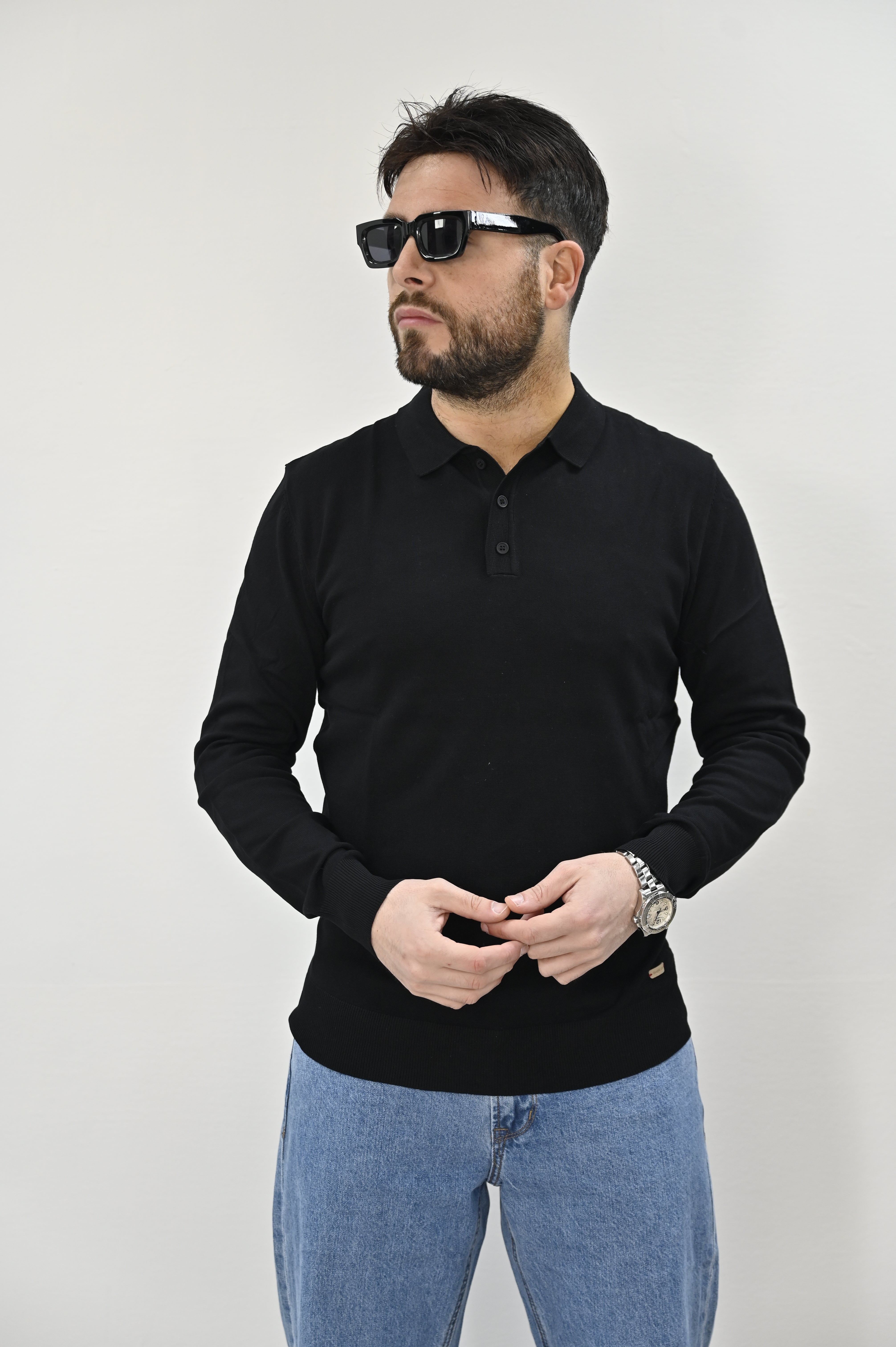 Polo lunga in filo nera Gianni Lupo