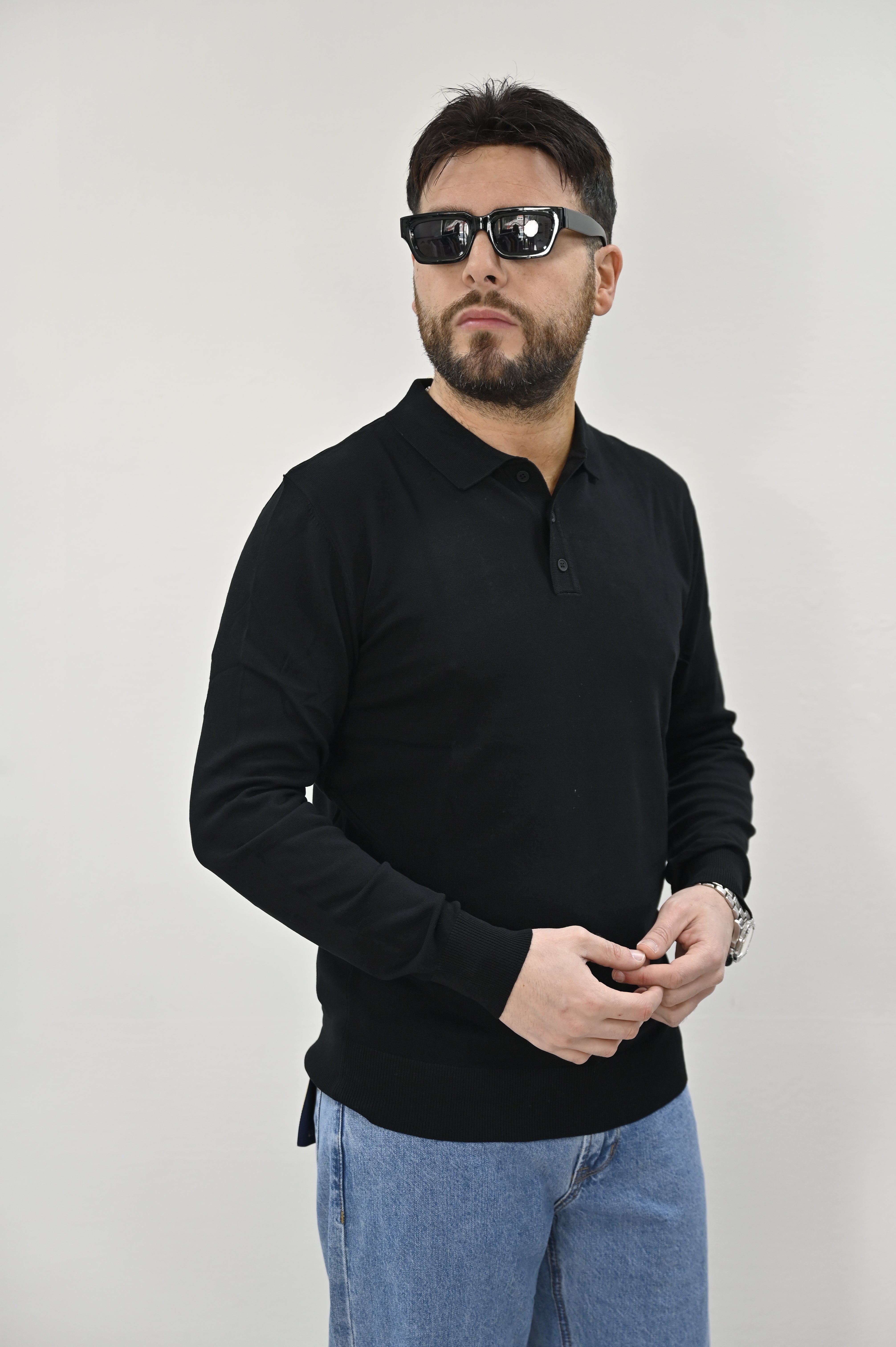 Polo lunga in filo nera Gianni Lupo