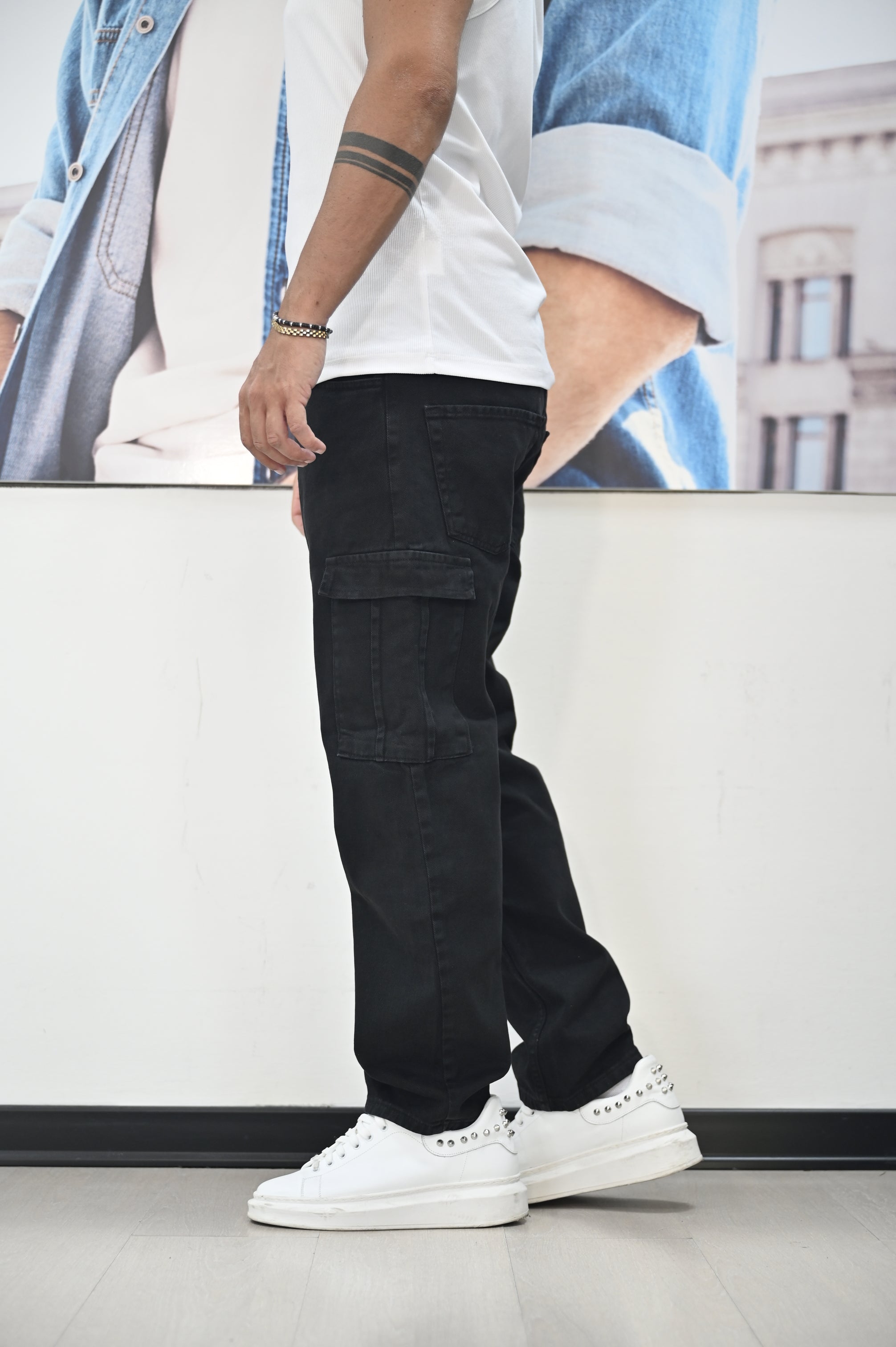 Jeans loose tasconato nero