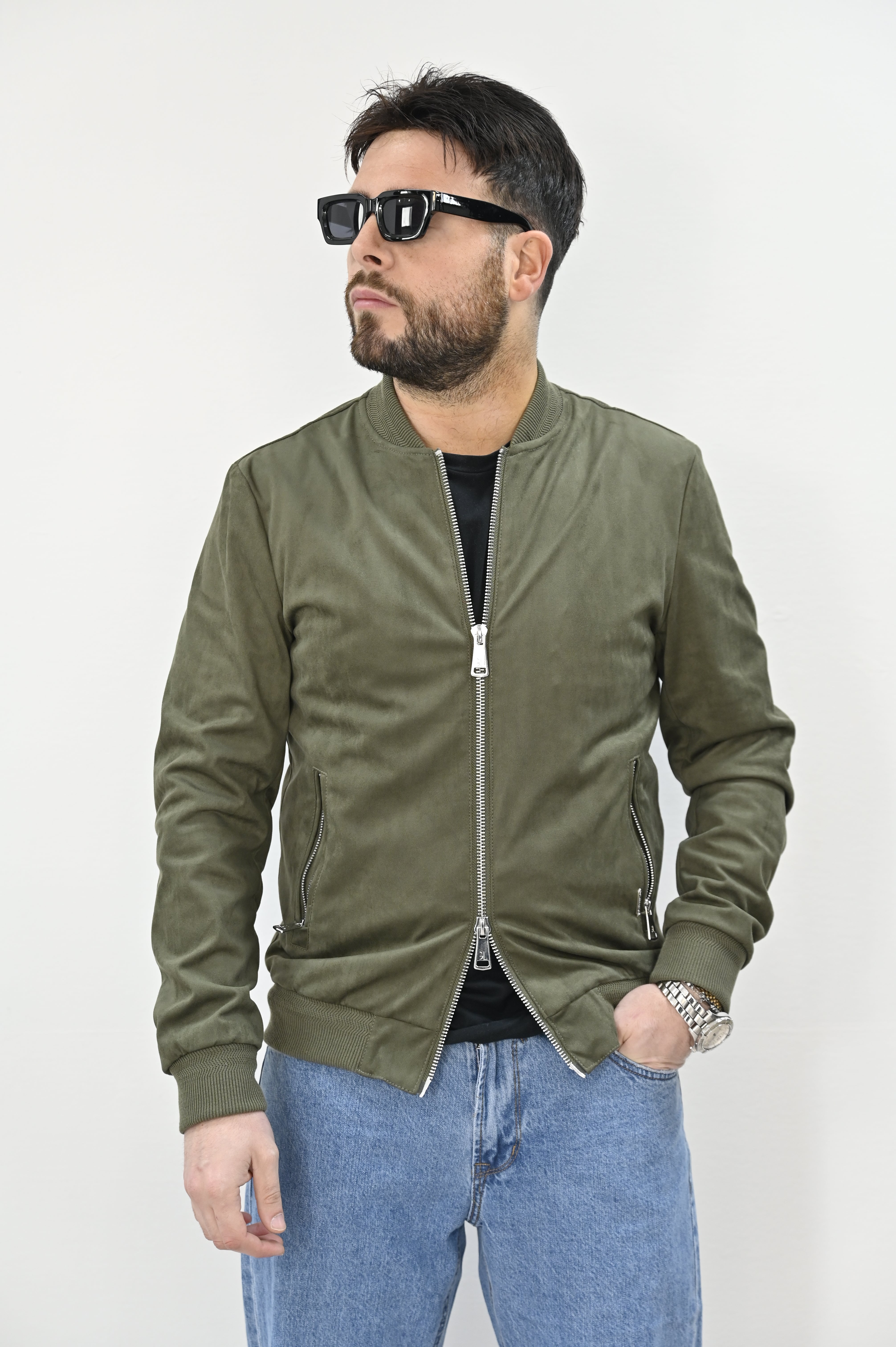 Giubbino eco camoscio verde Gianni Lupo