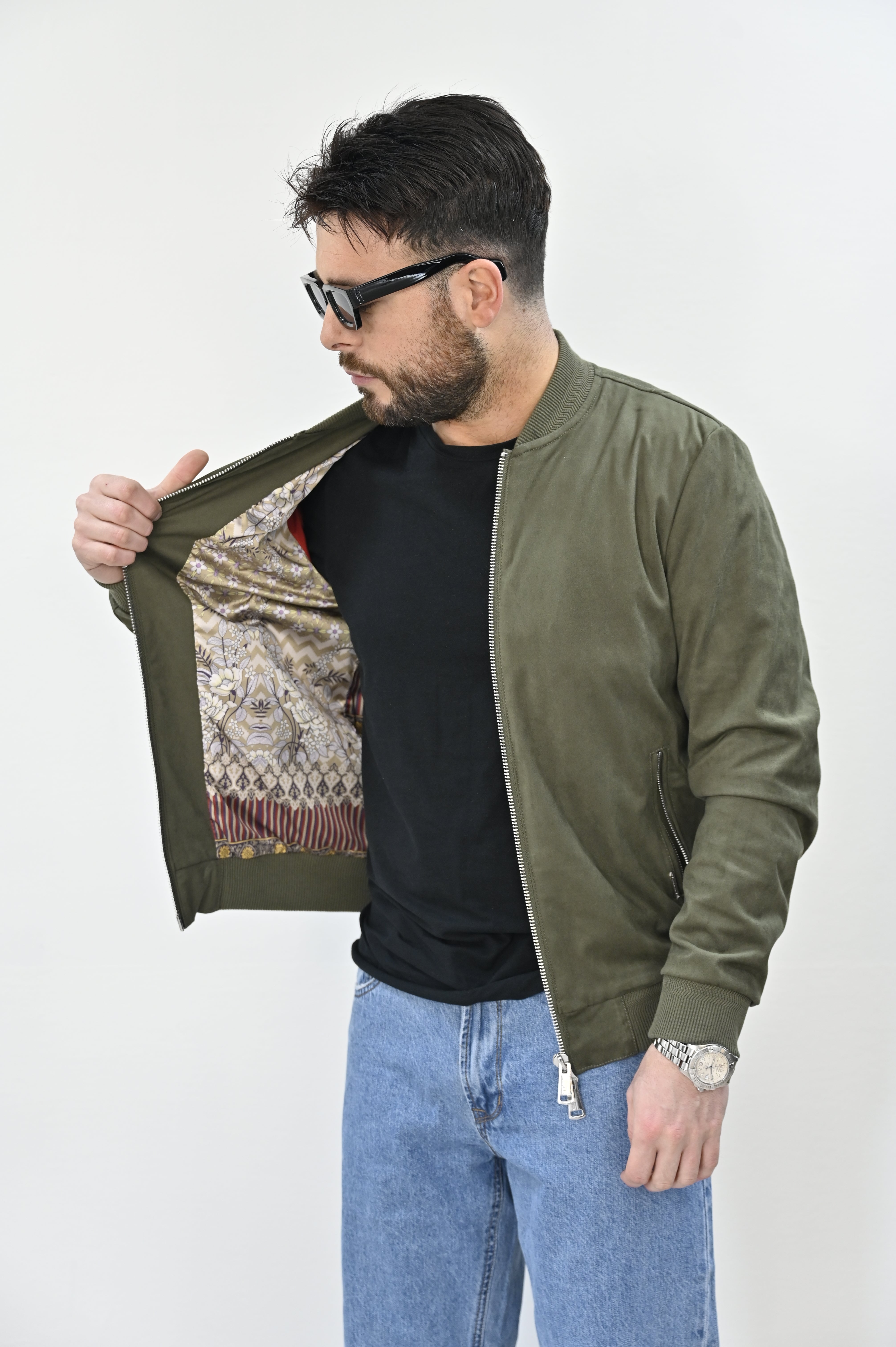 Giubbino eco camoscio verde Gianni Lupo