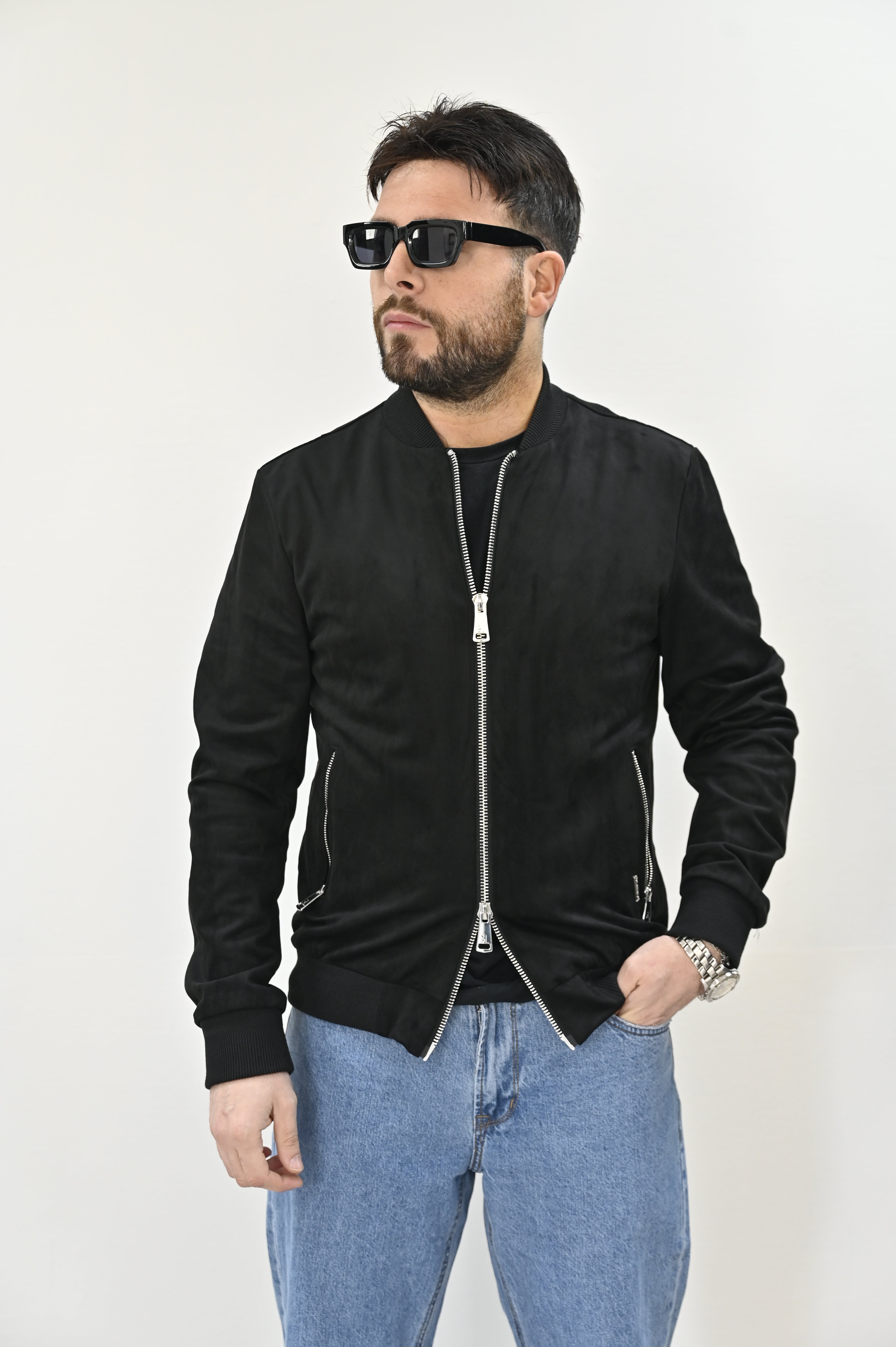 Giubbino eco camoscio nero Gianni Lupo