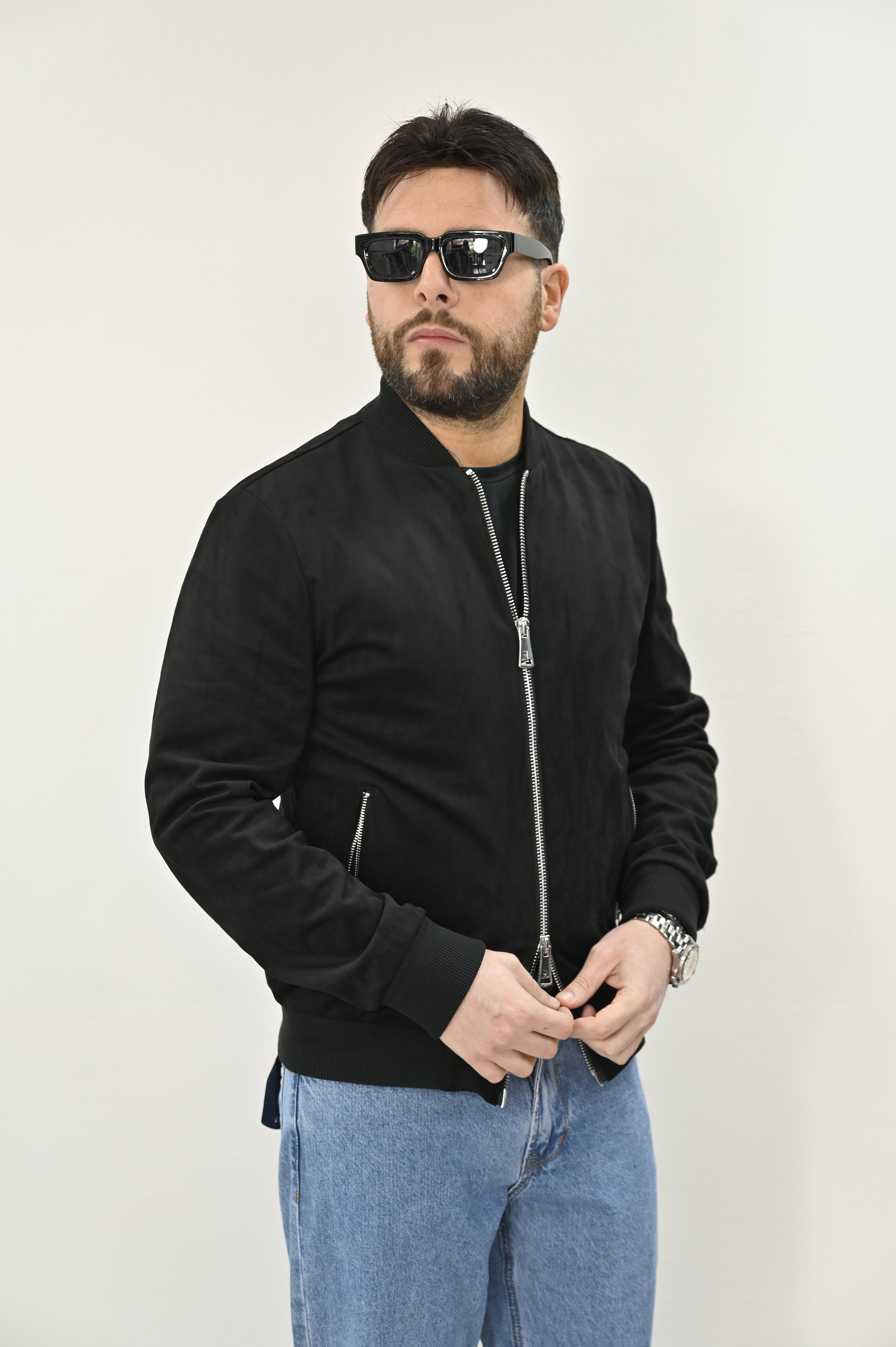 Giubbino eco camoscio nero Gianni Lupo
