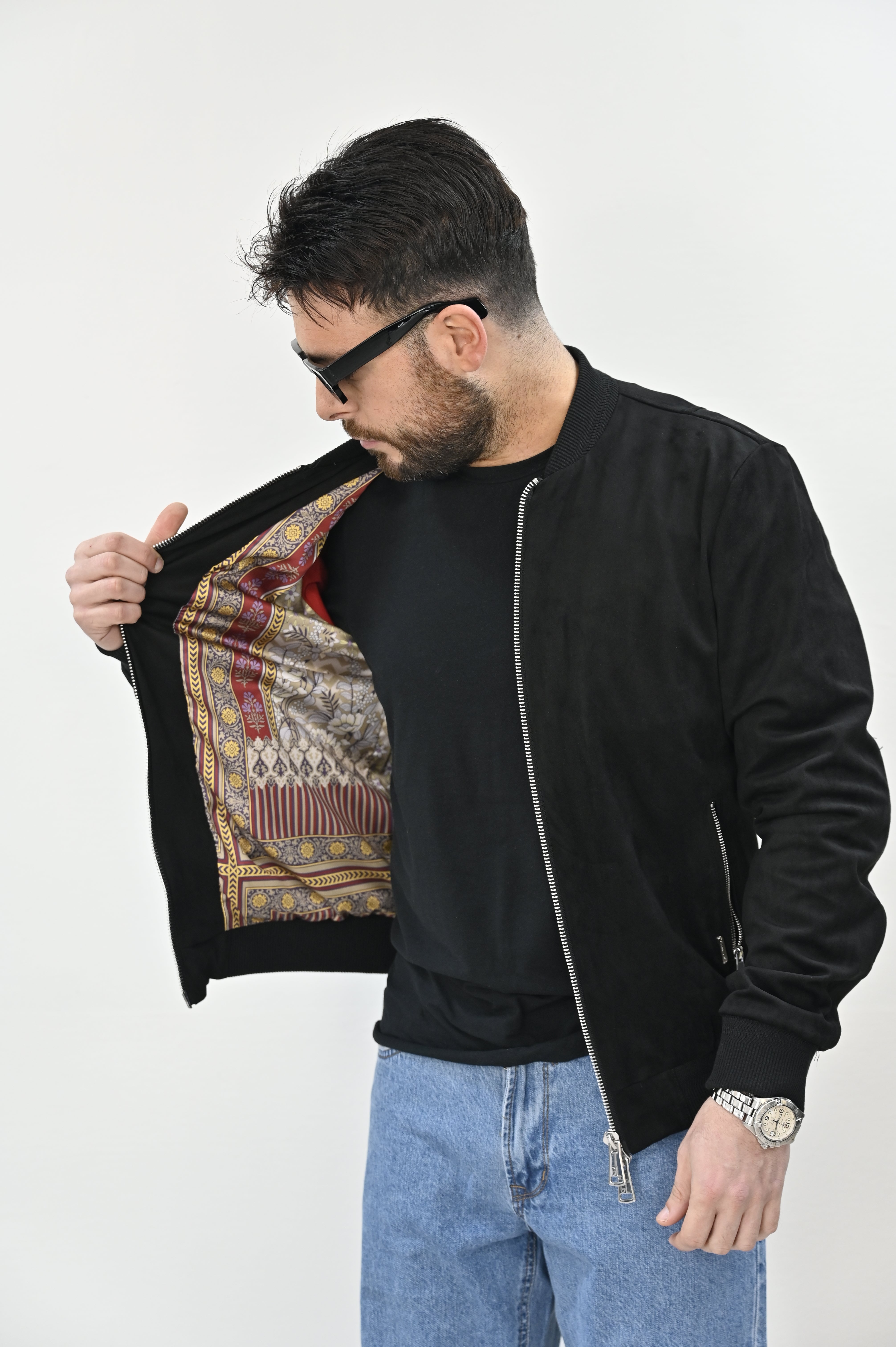 Giubbino eco camoscio nero Gianni Lupo