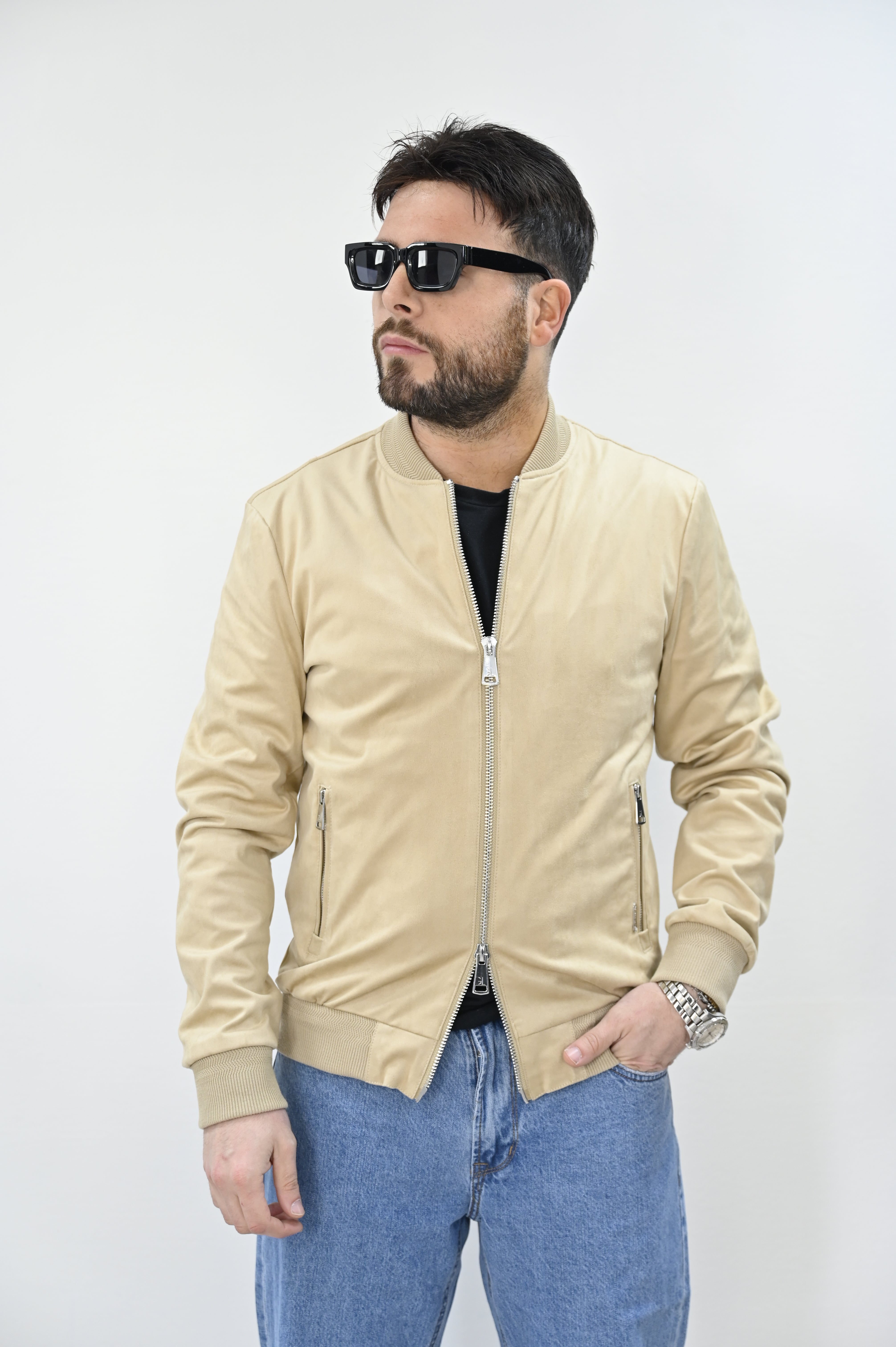 Giubbino eco camoscio beige Gianni Lupo