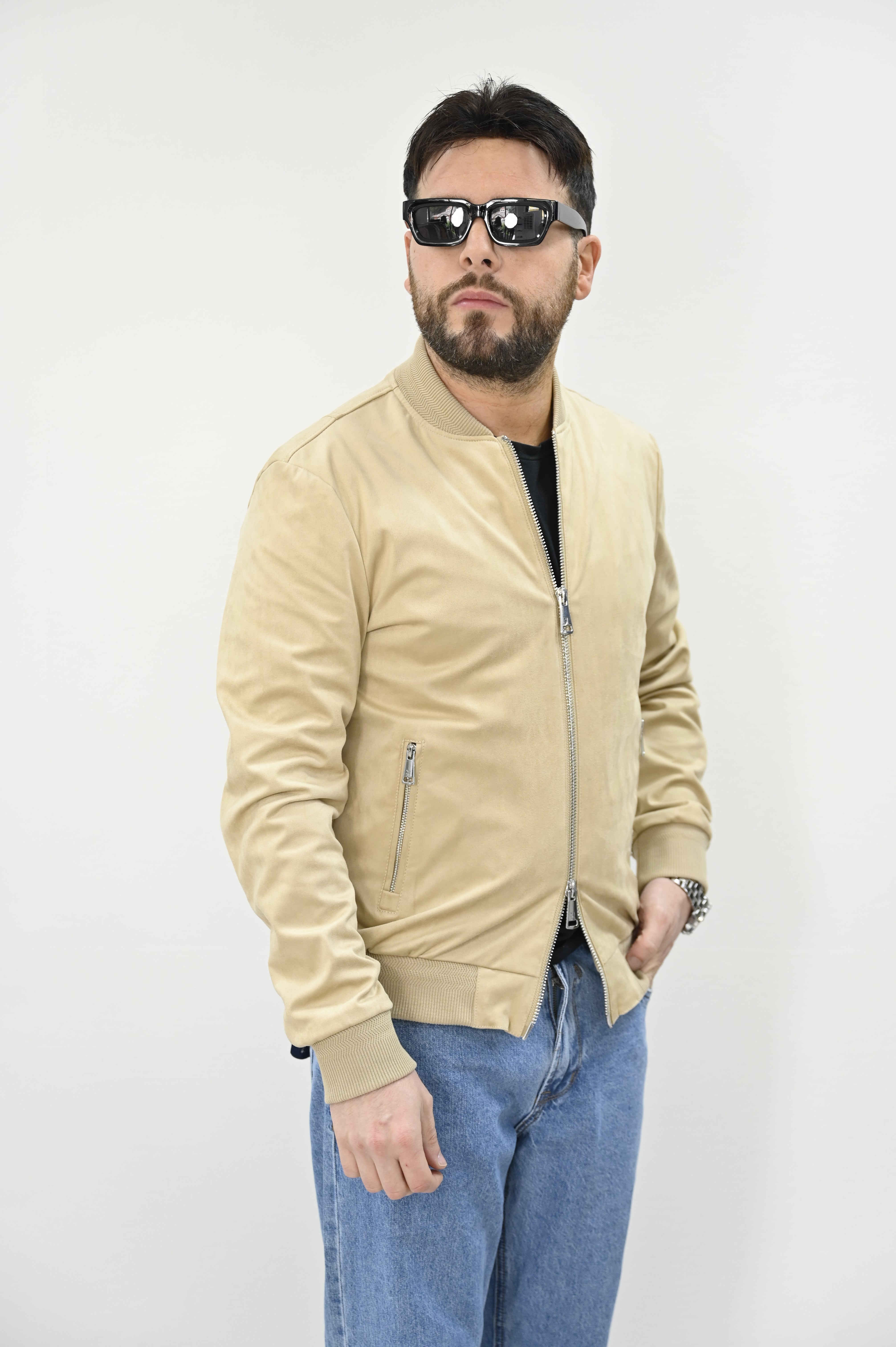 Giubbino eco camoscio beige Gianni Lupo