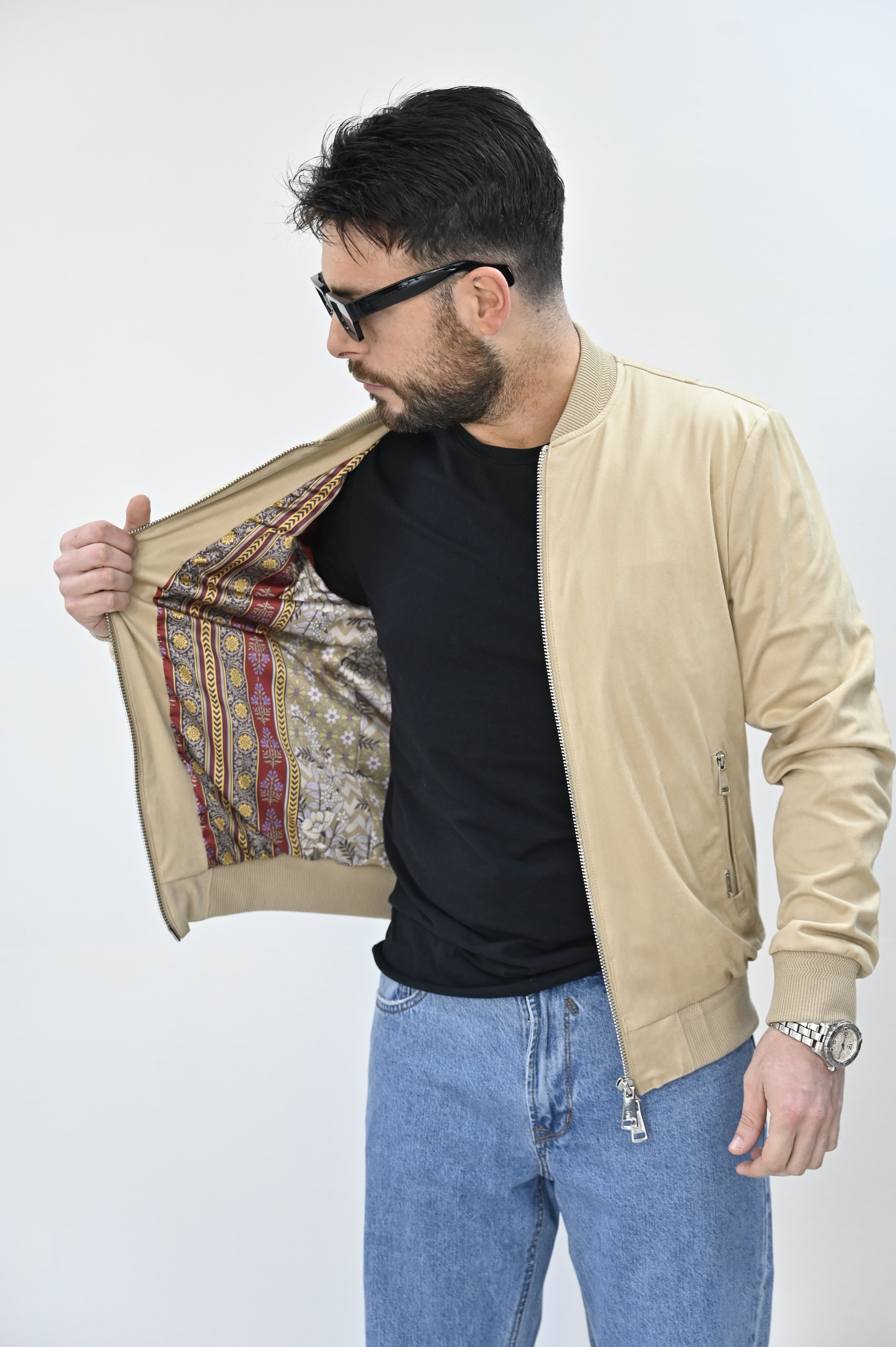 Giubbino eco camoscio beige Gianni Lupo