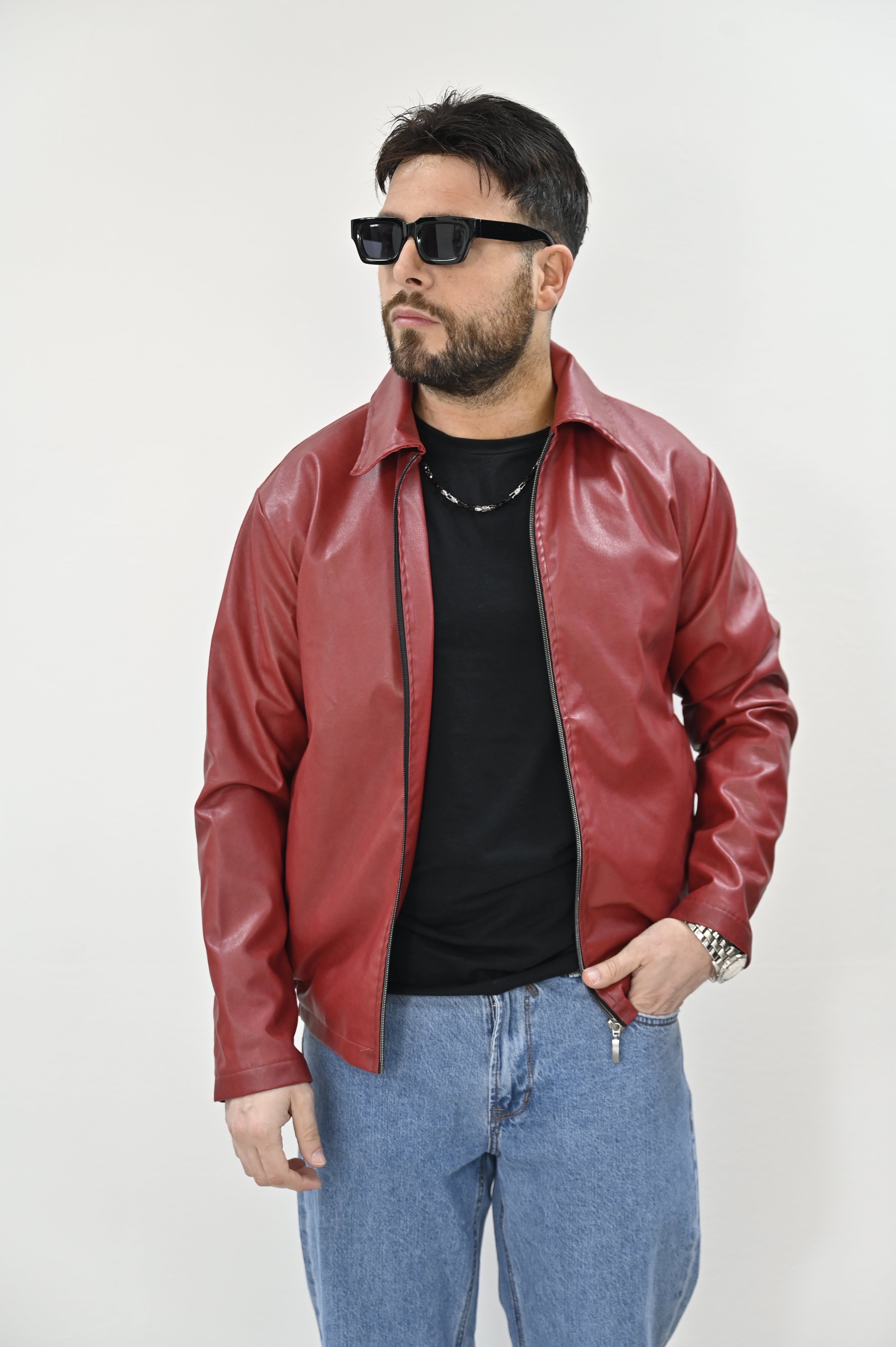 Giacca crop rossa archive