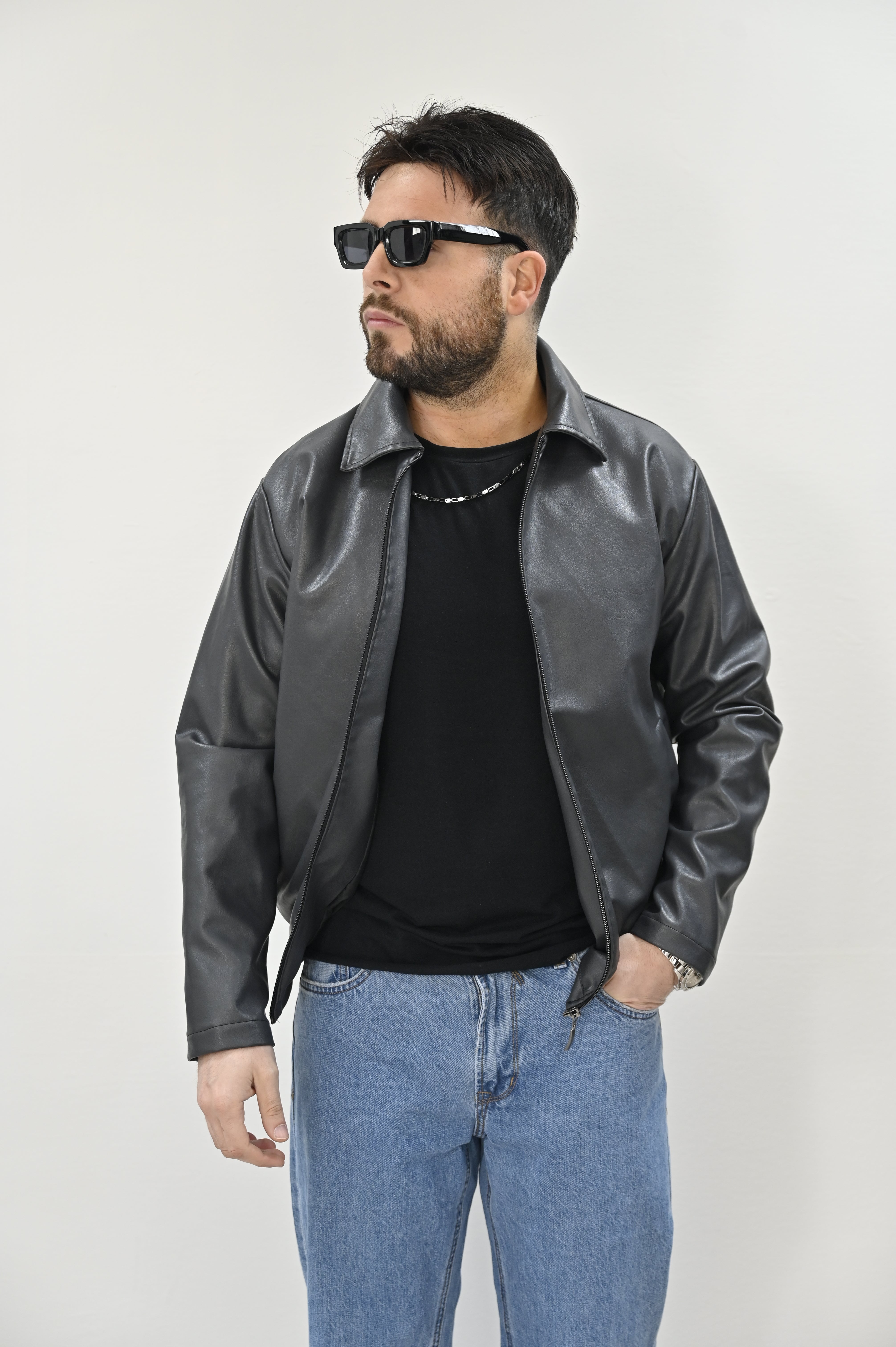 Giacca crop nera archive