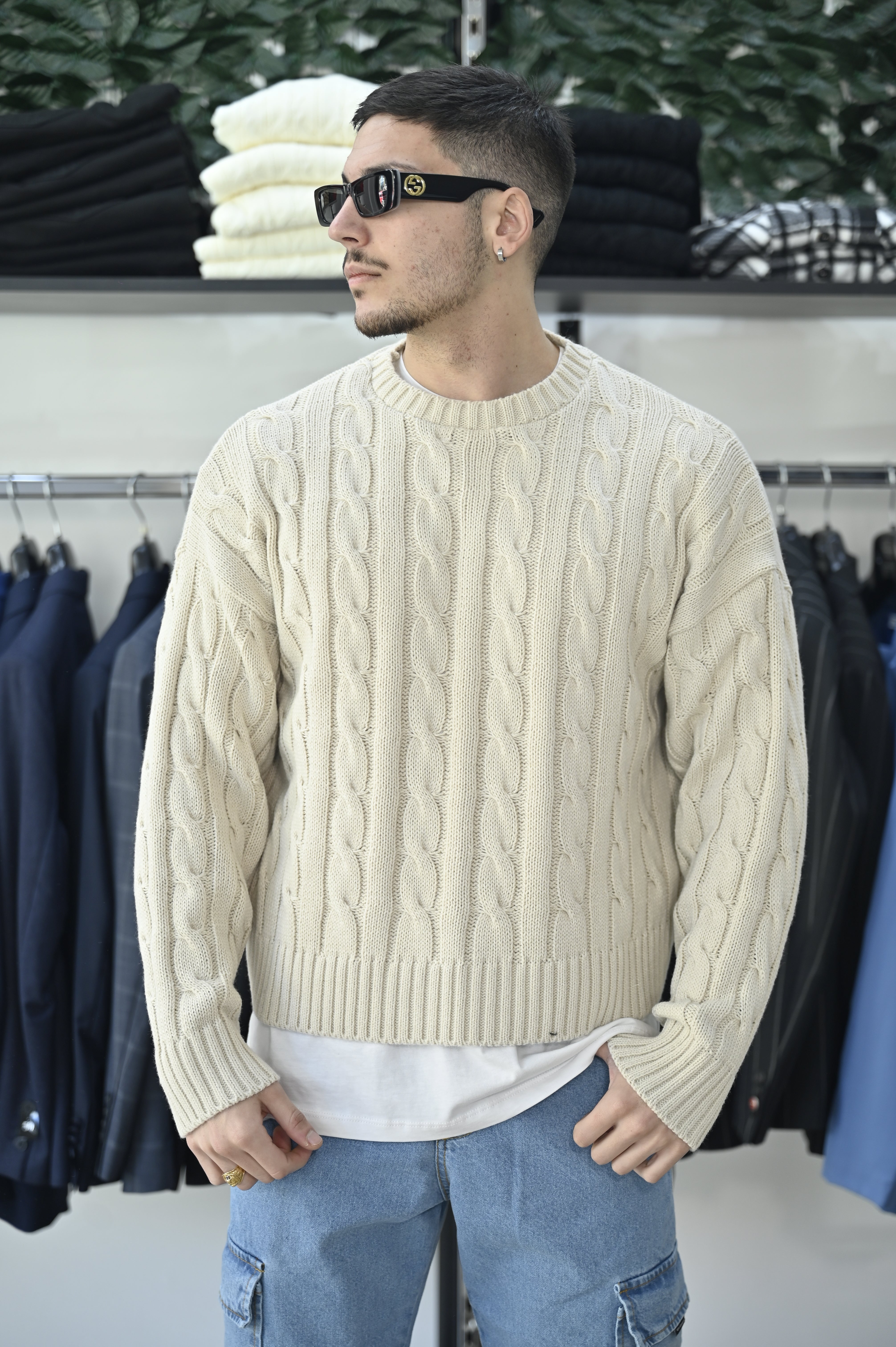 Maglione sabbia cropped NJB
