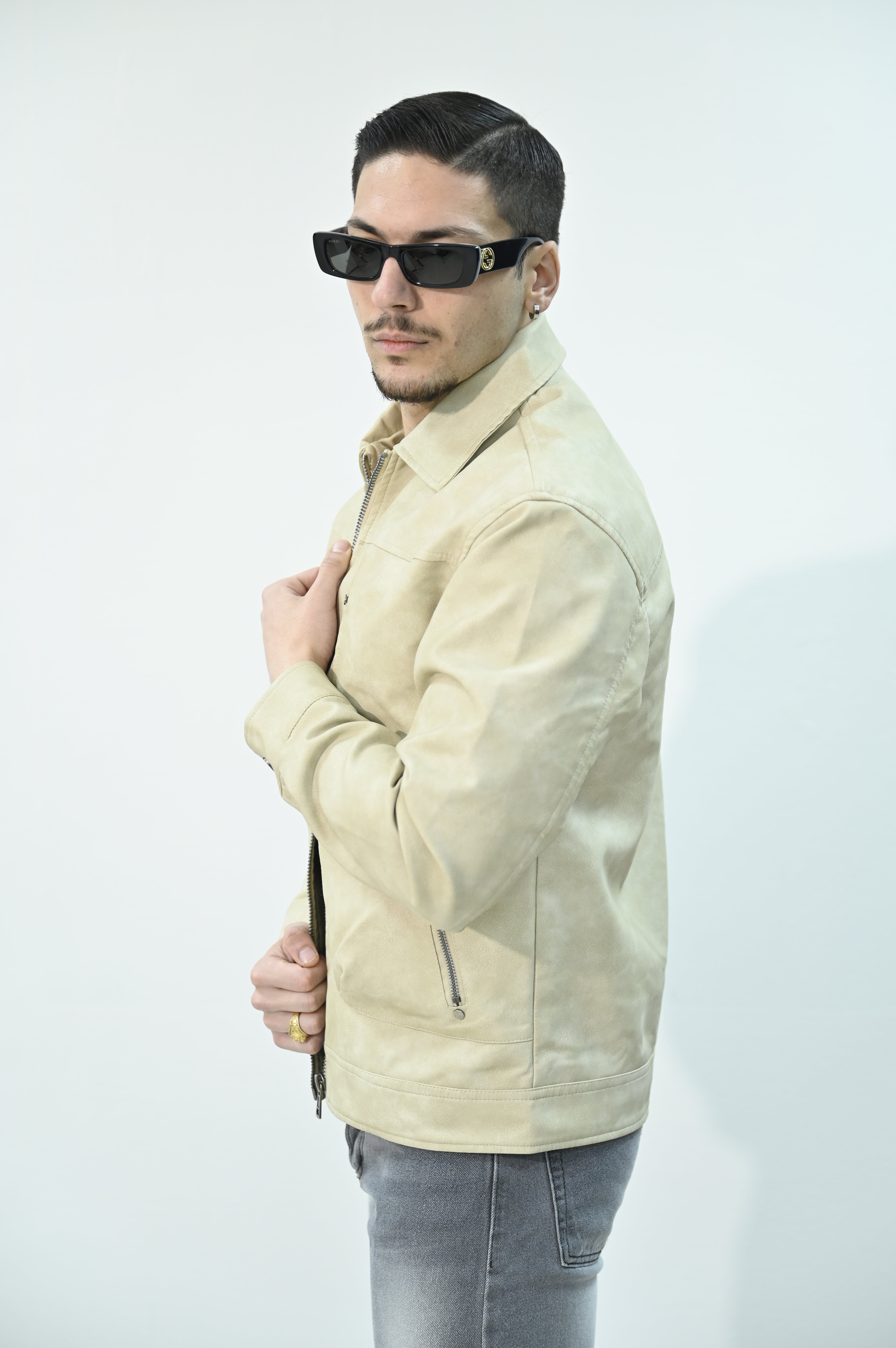 Giacca aviator beige