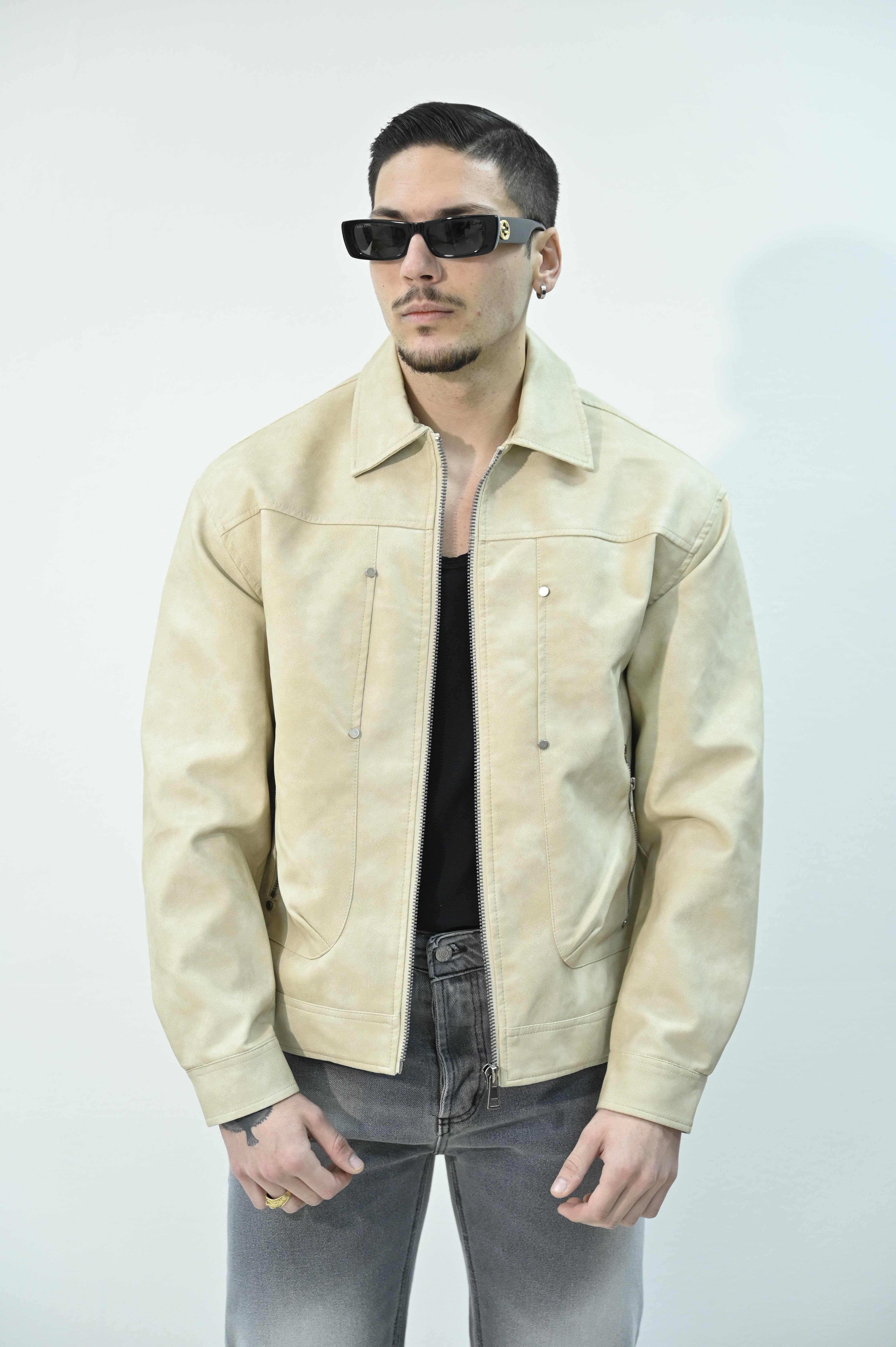 Giacca aviator beige