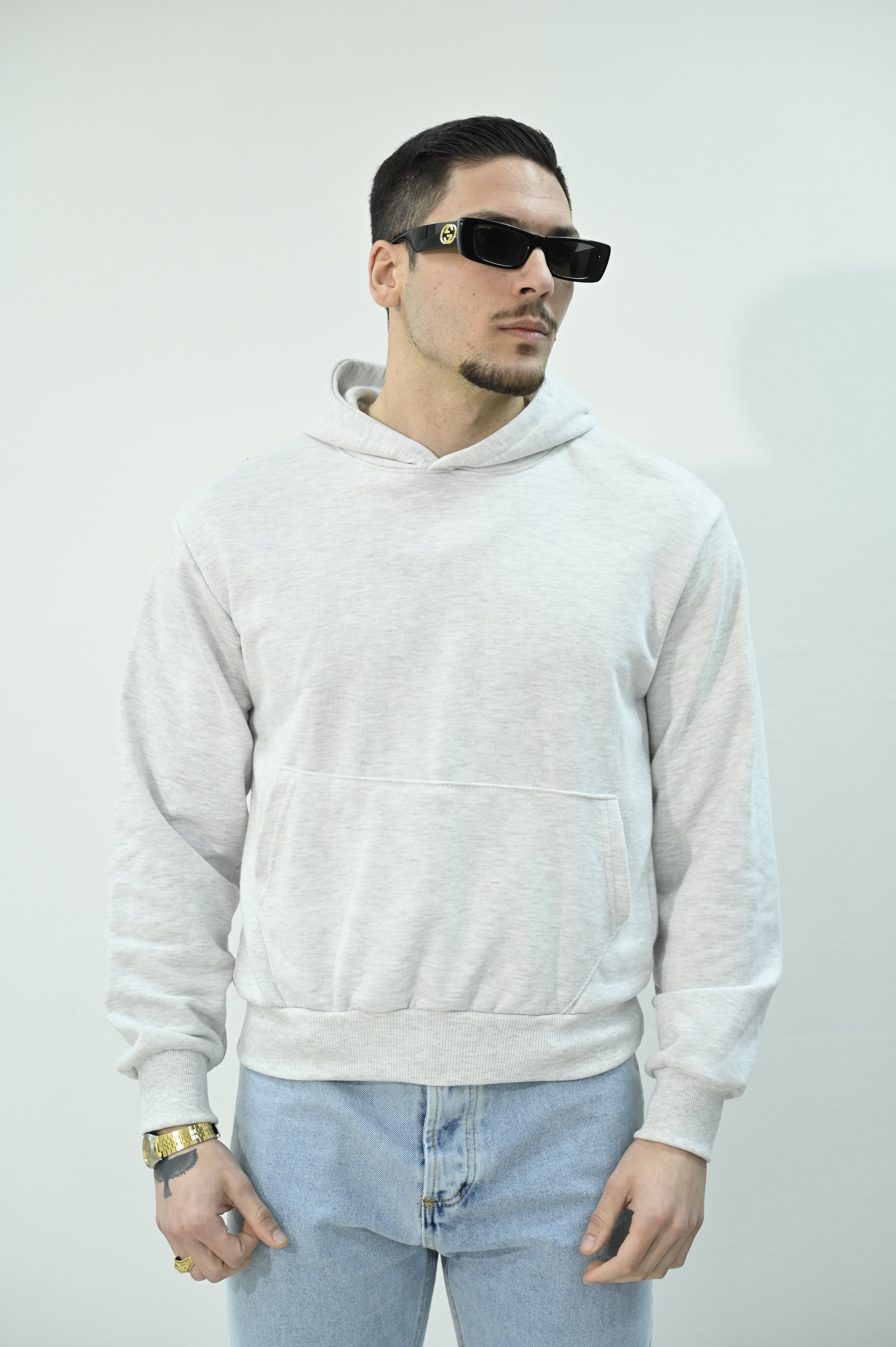 Felpa crop con stampa retro grigia