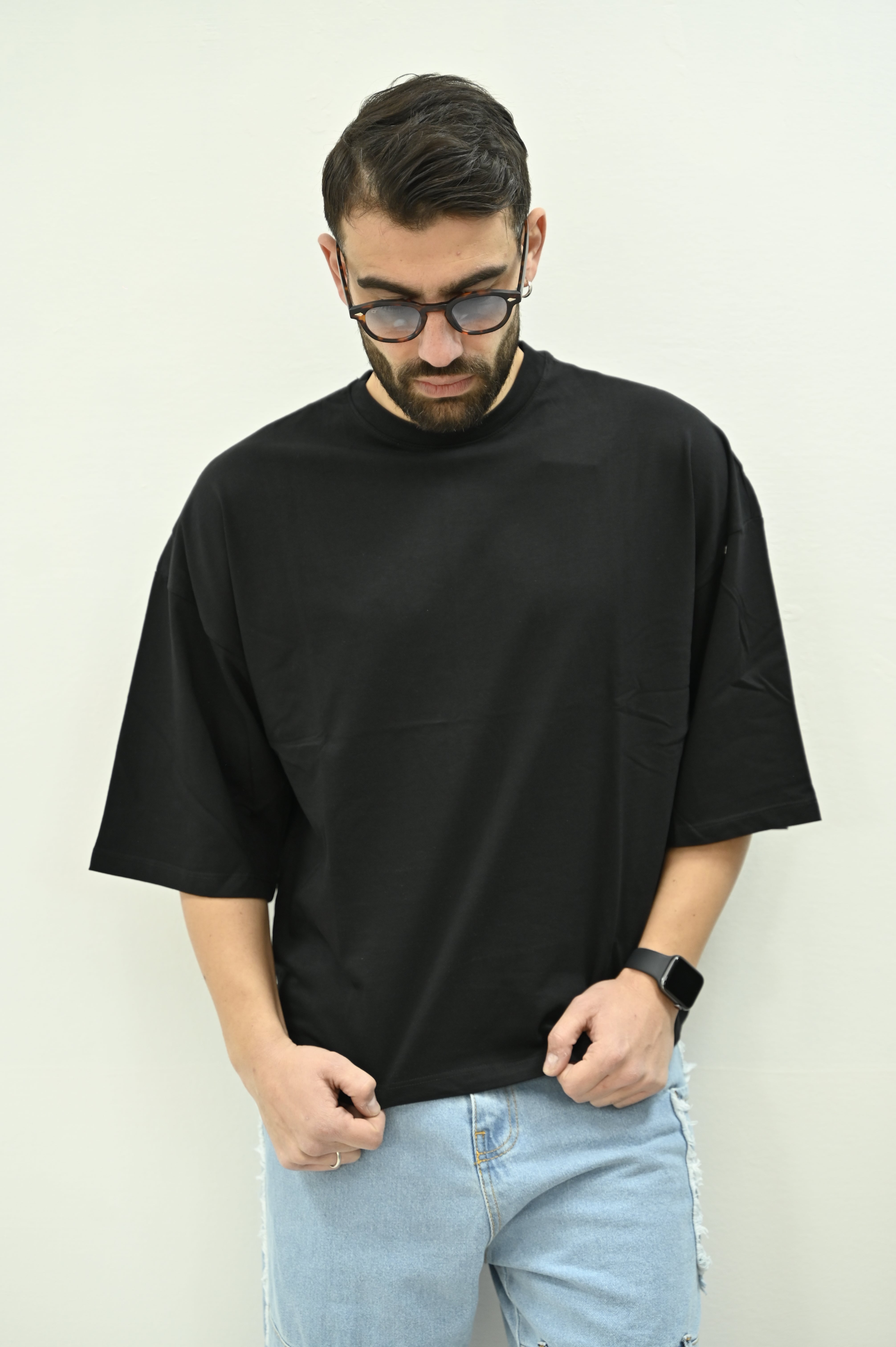 T-shirt cropped nera