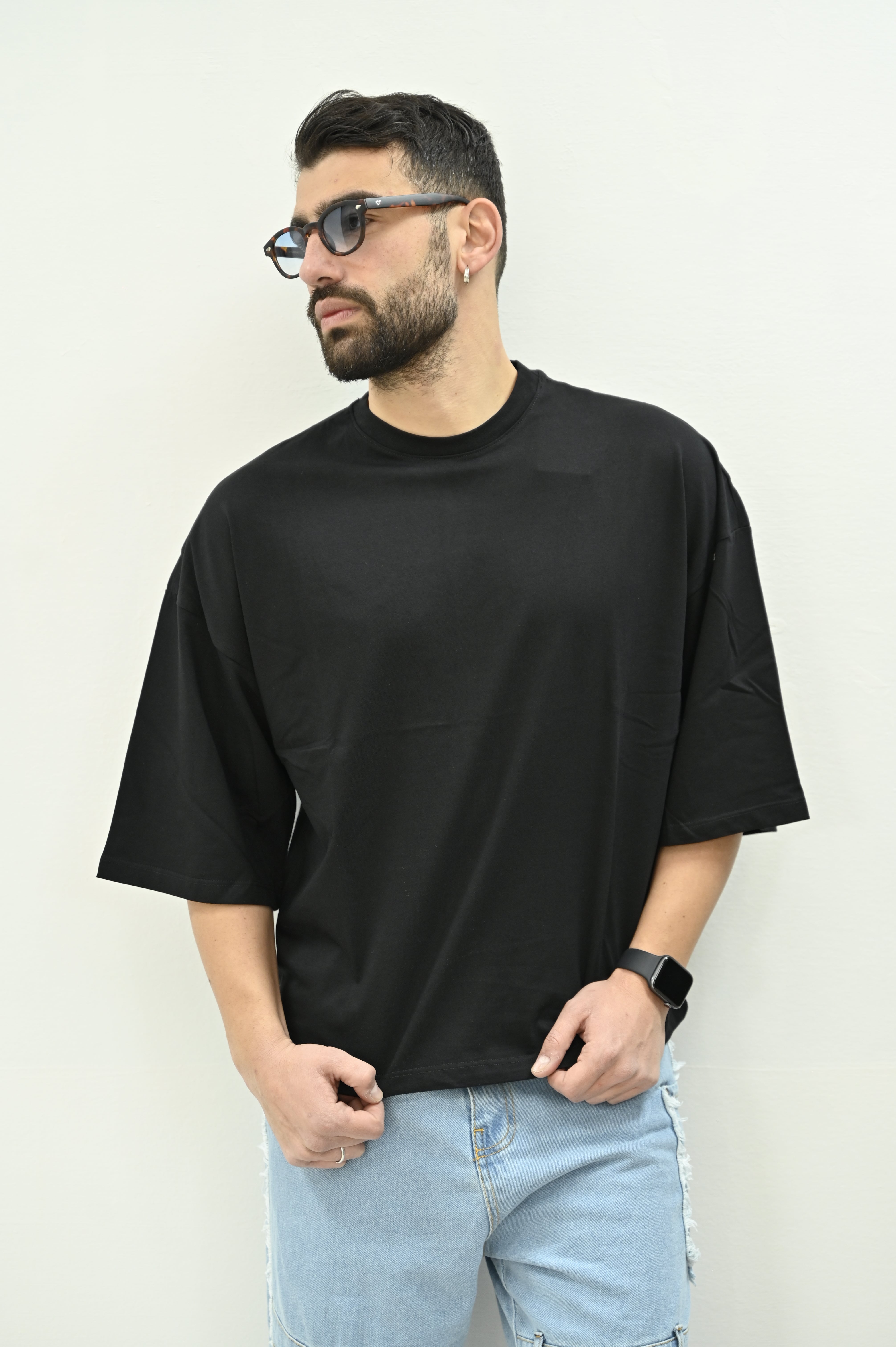 T-shirt cropped nera