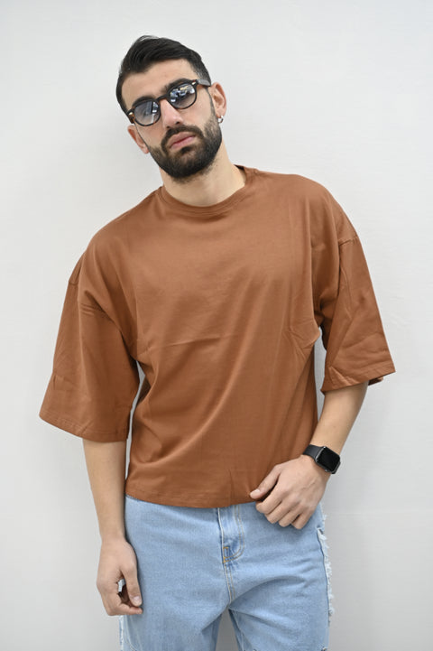T-shirt cropped camel