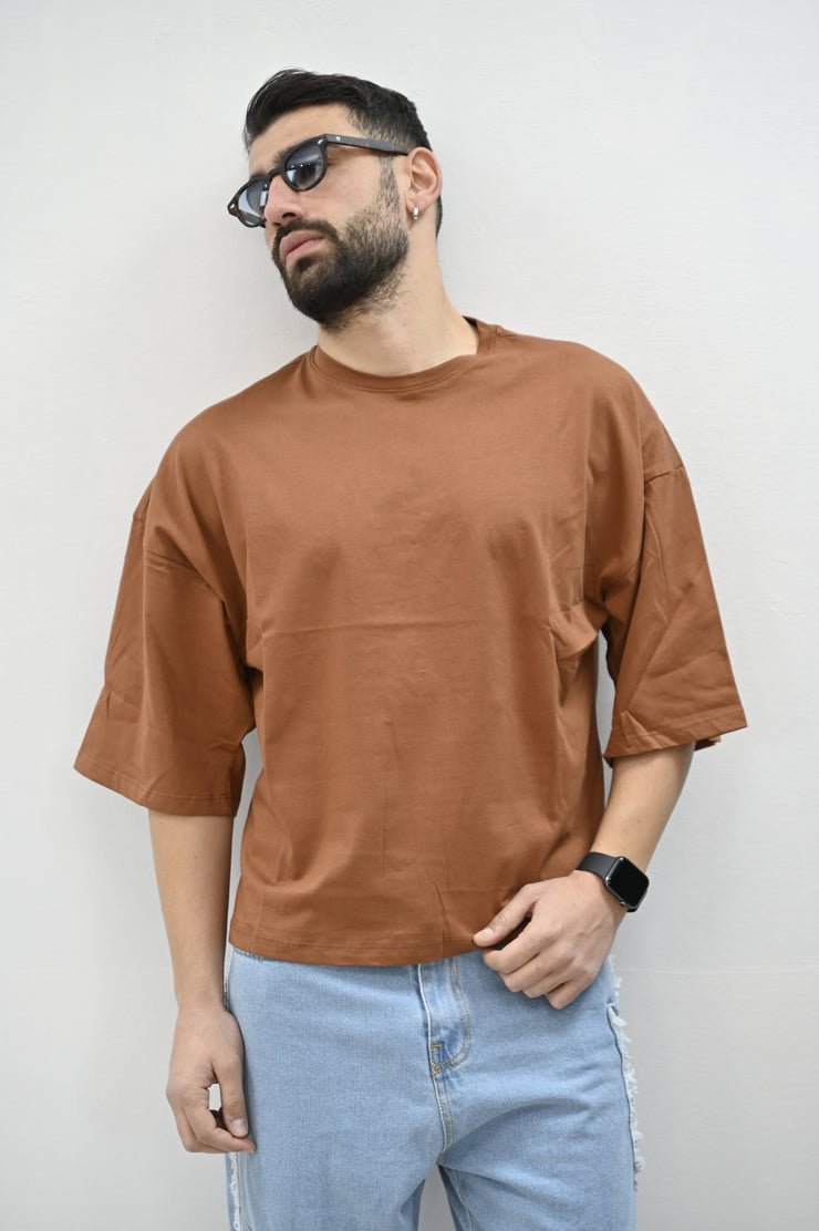 T-shirt cropped camel