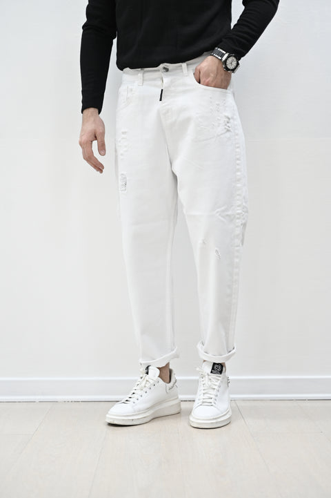 Jeans bianco strappi NJB