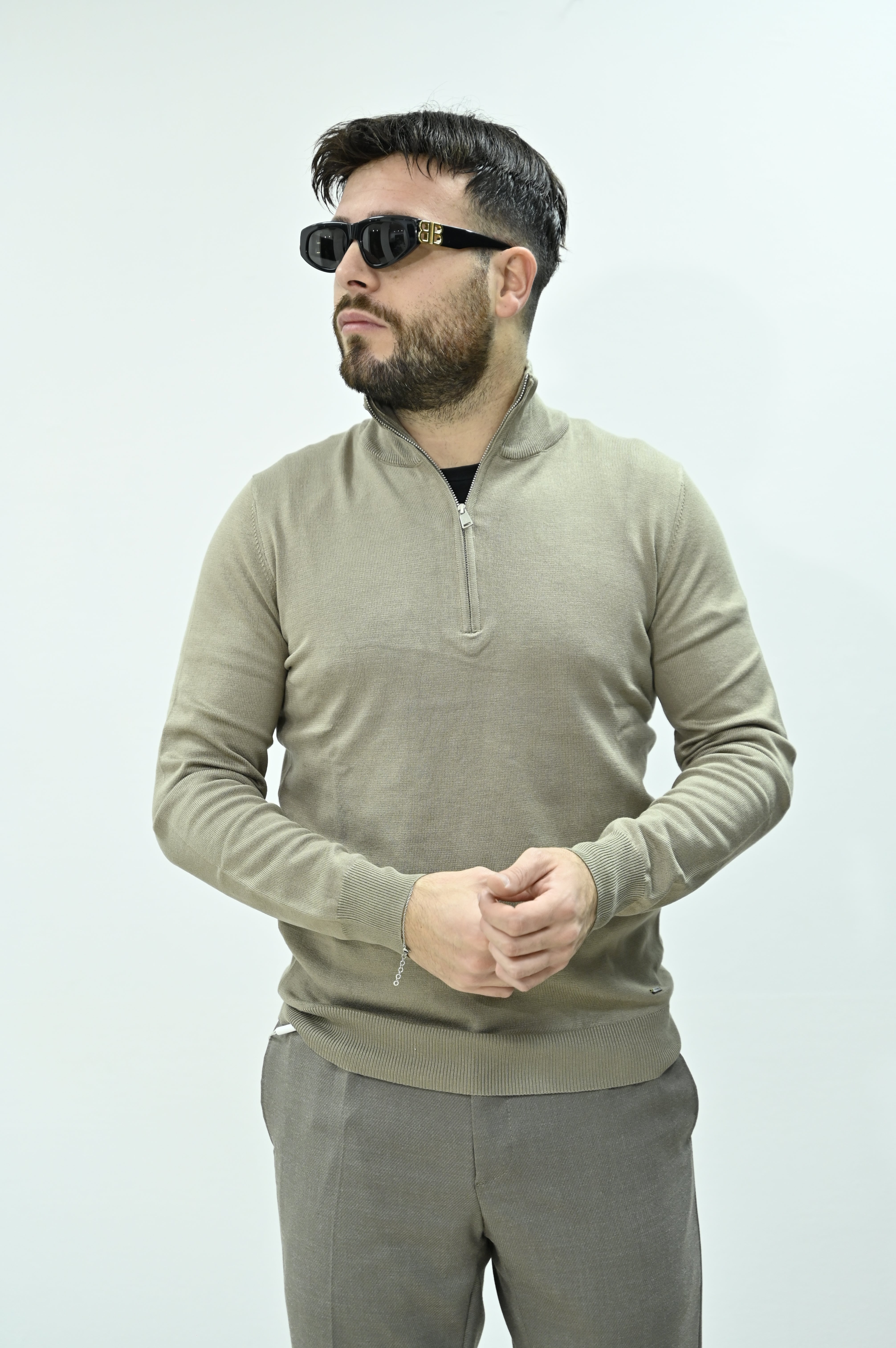 Maglioncino con zip Gianni Lupo beige