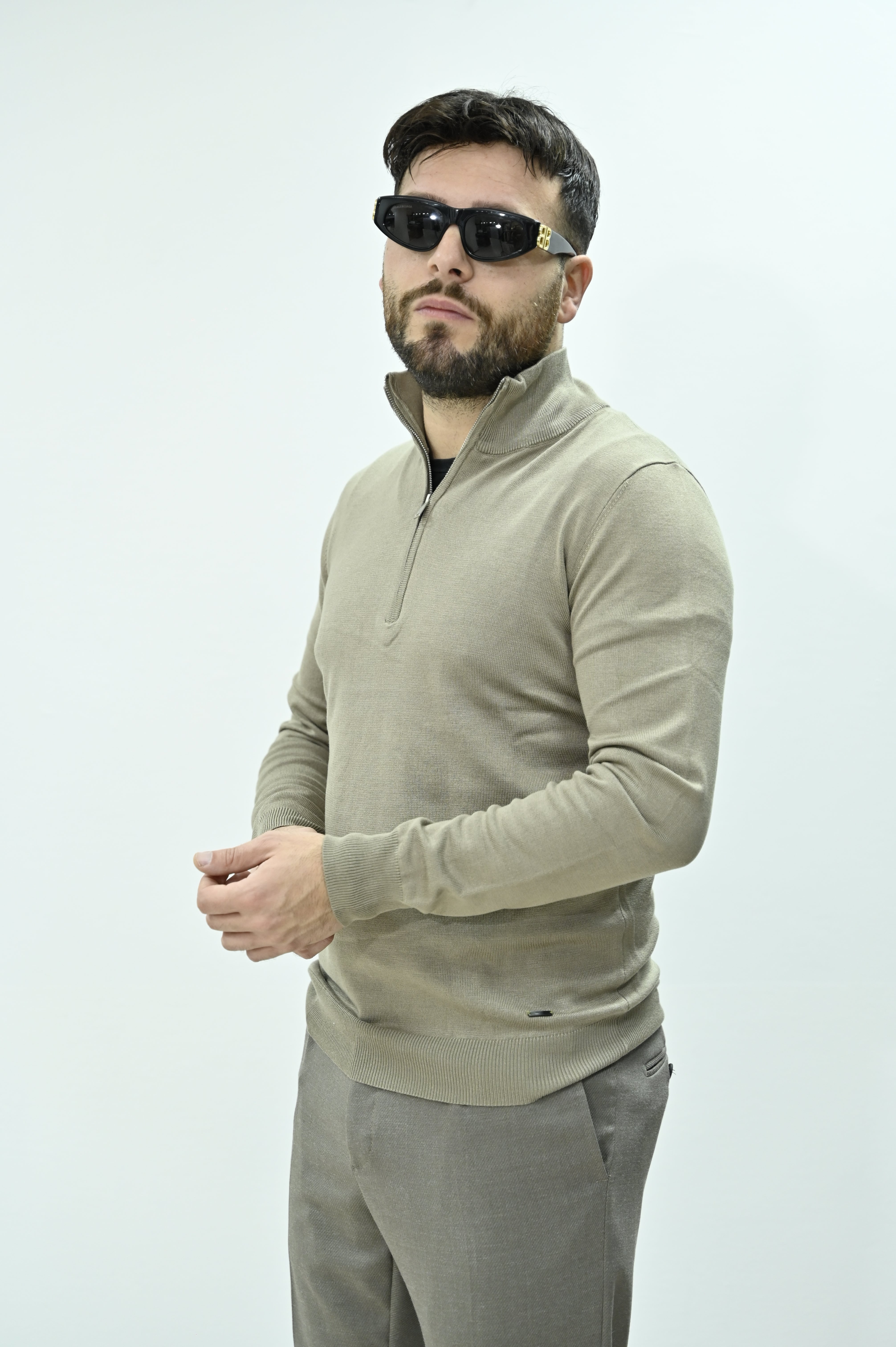Maglioncino con zip Gianni Lupo beige