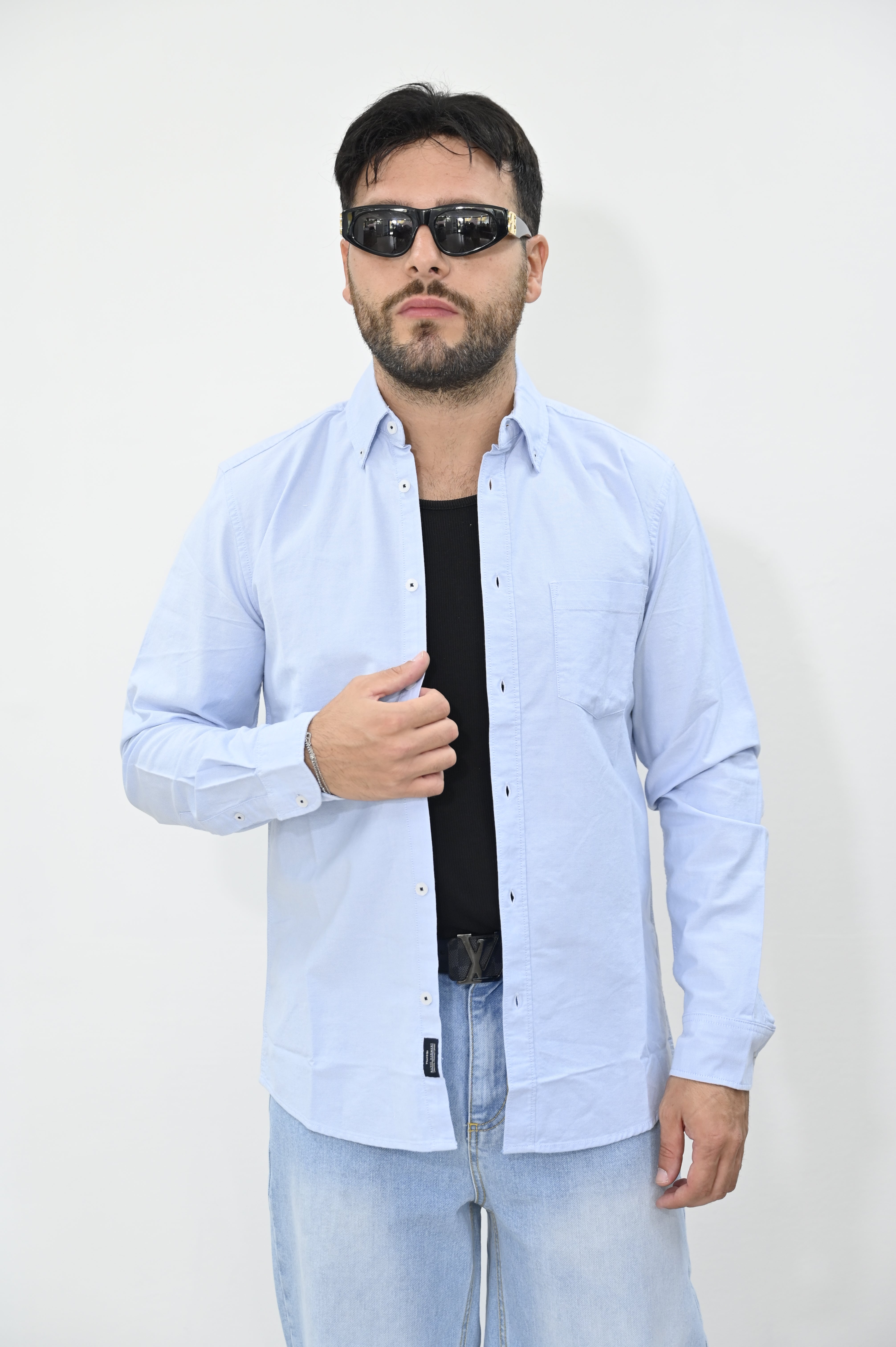 Camicia cotone Oxford azzurra