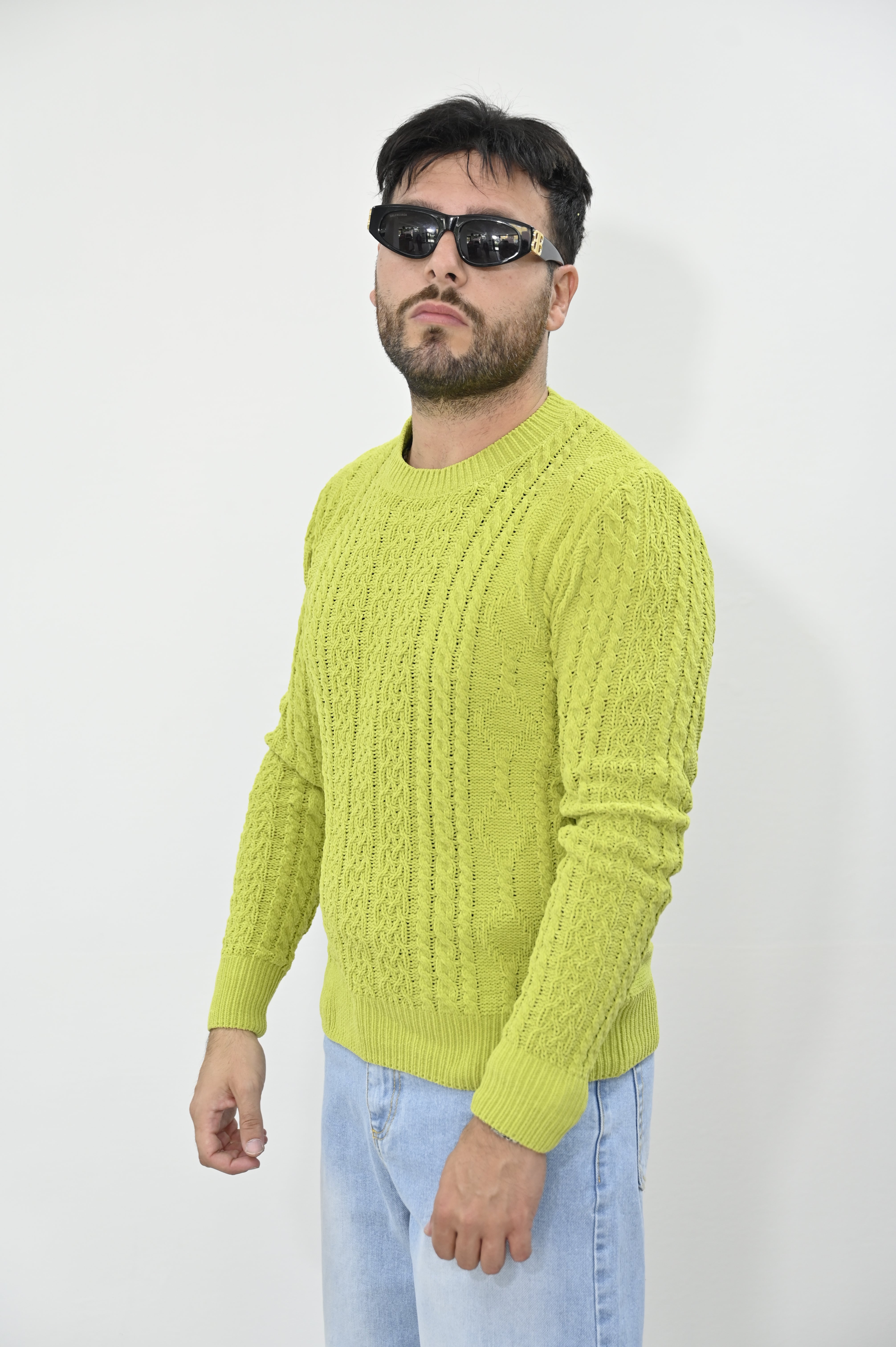 Maglione Gianni Lupo trecce ciniglia acid