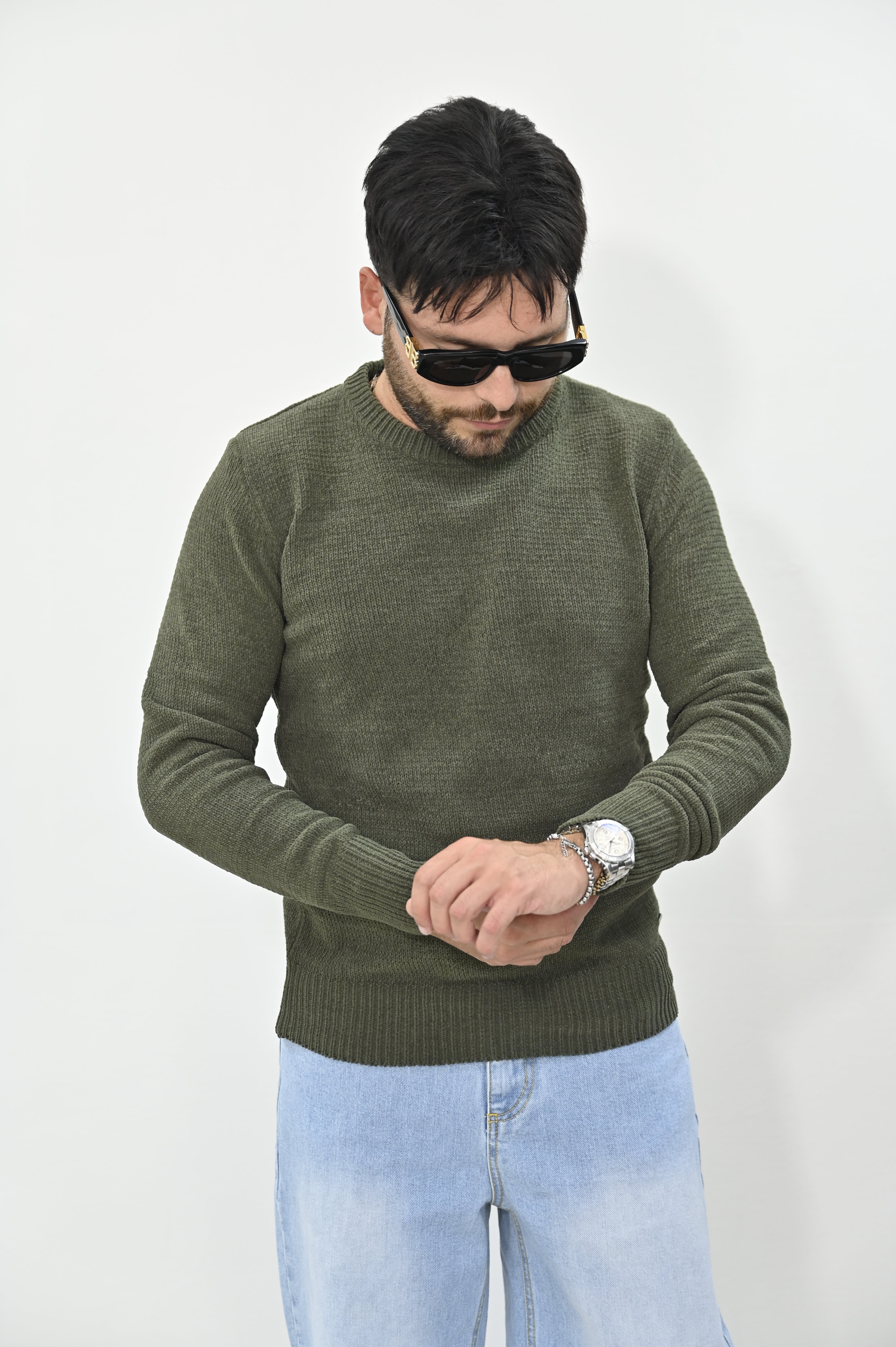 Maglione Gianni Lupo ciniglia verde