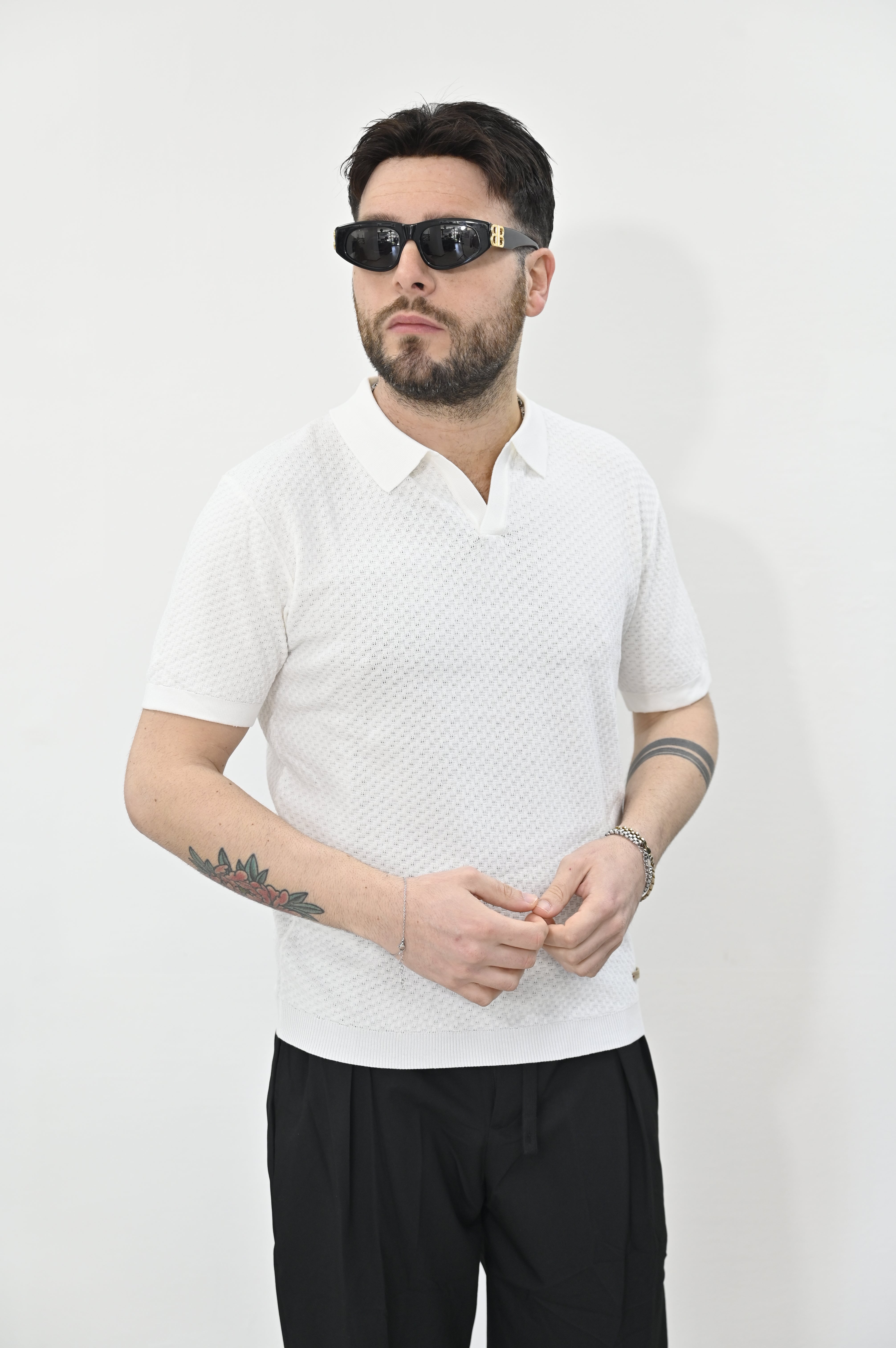 Polo ricamata panna Gianni Lupo