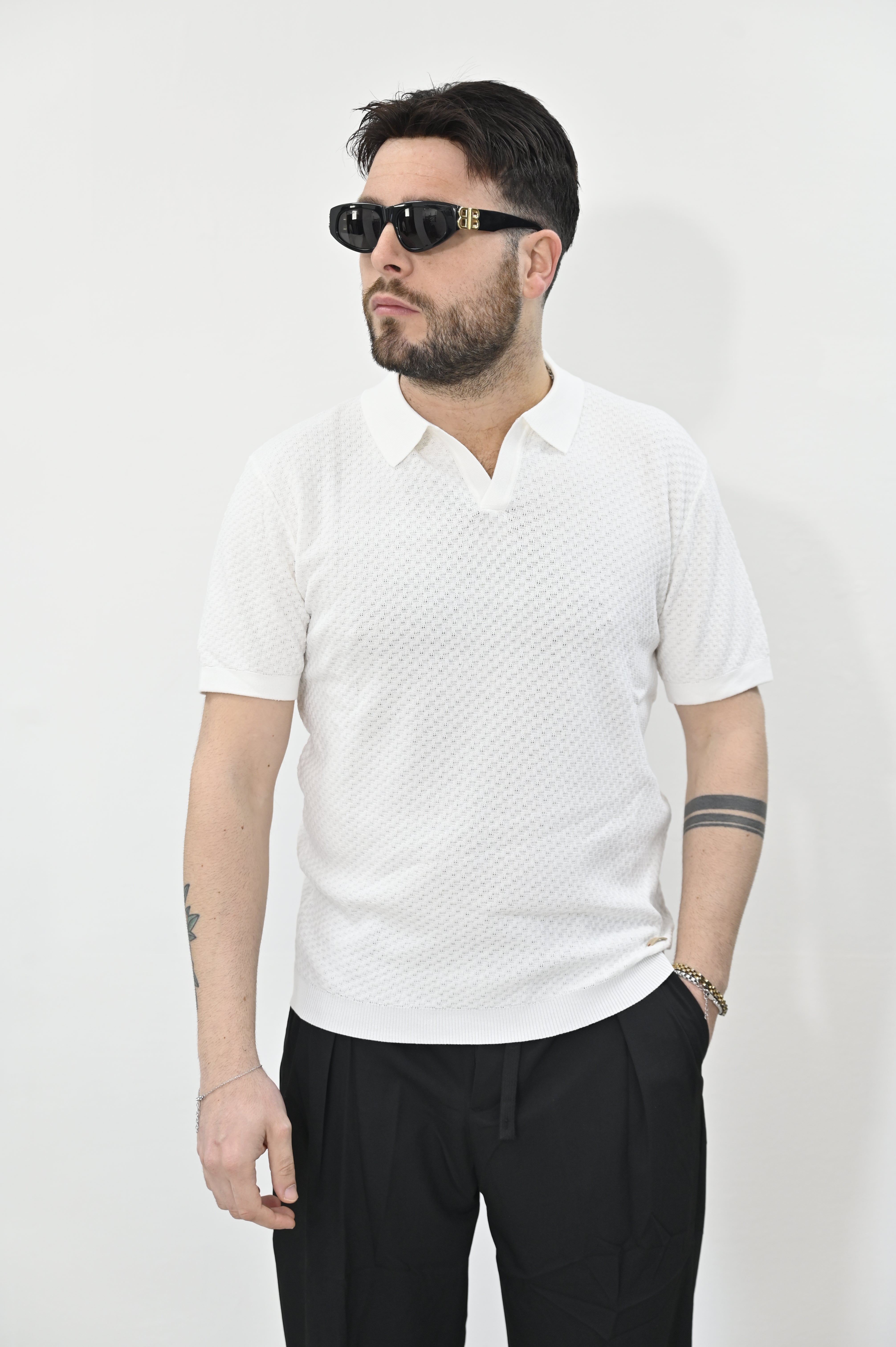 Polo ricamata panna Gianni Lupo