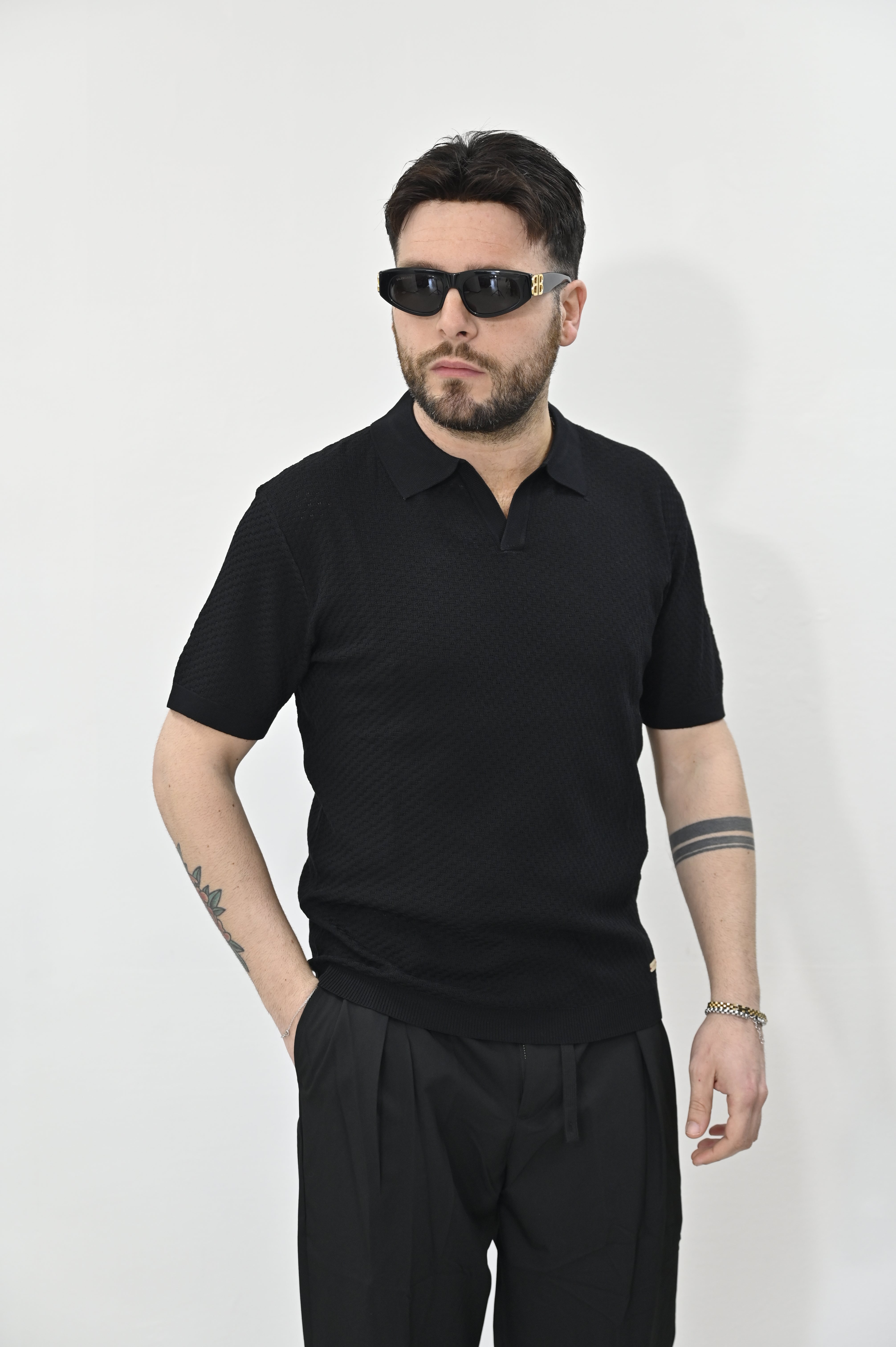 Polo ricamata nera Gianni Lupo