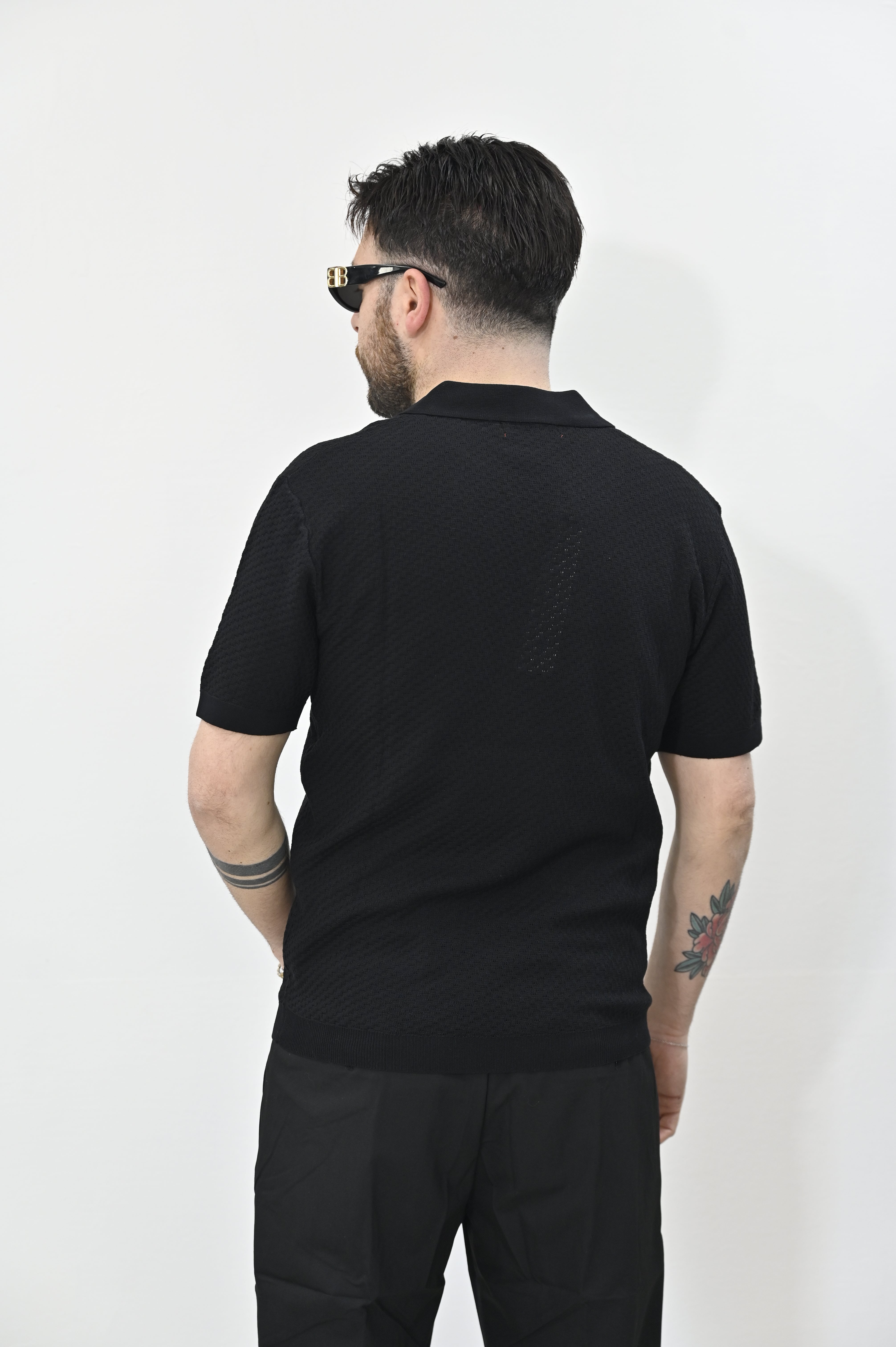 Polo ricamata nera Gianni Lupo
