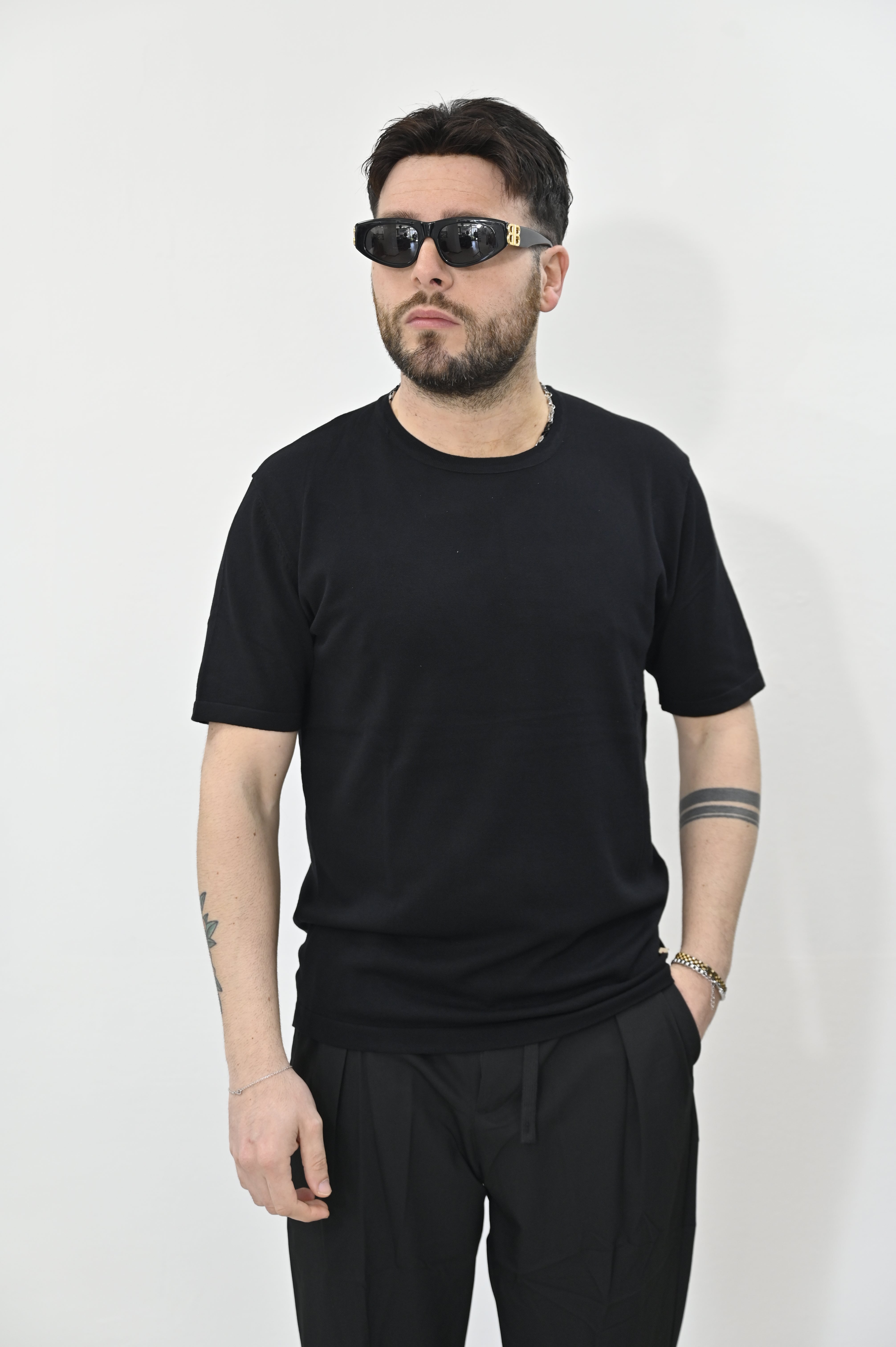 T-shirt in filo nera Gianni Lupo