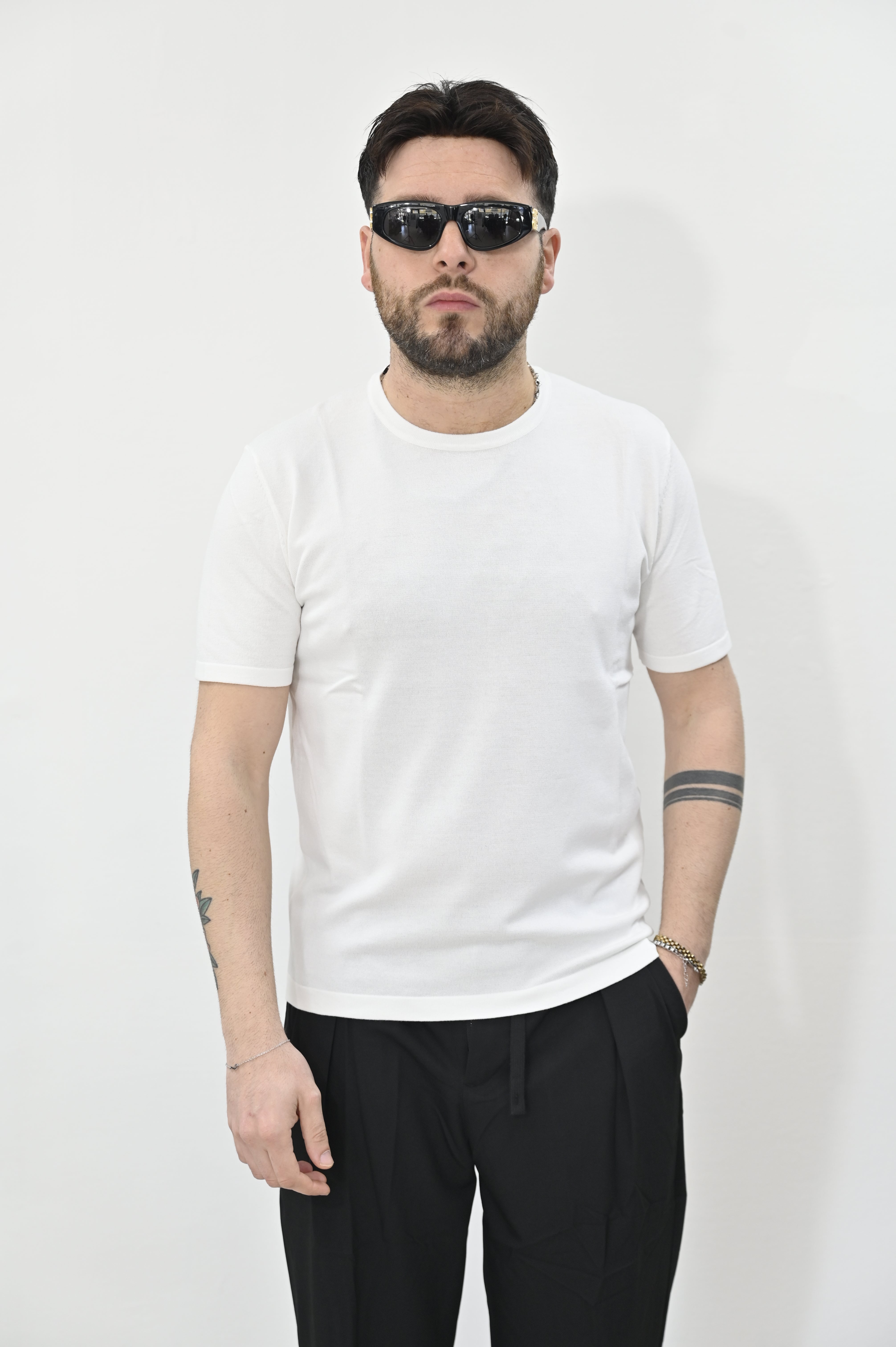 T-shirt in filo panna Gianni Lupo