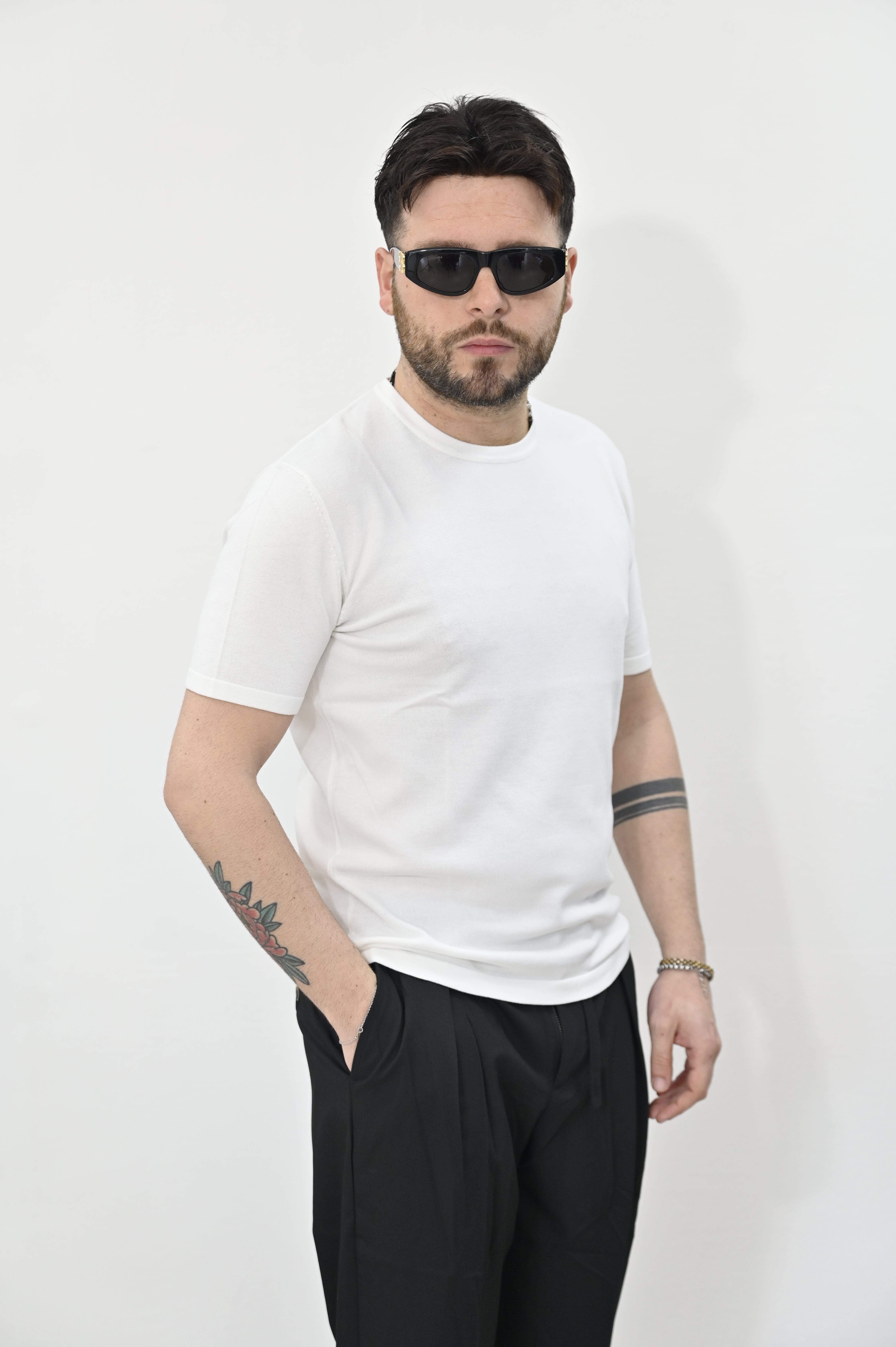 T-shirt in filo panna Gianni Lupo