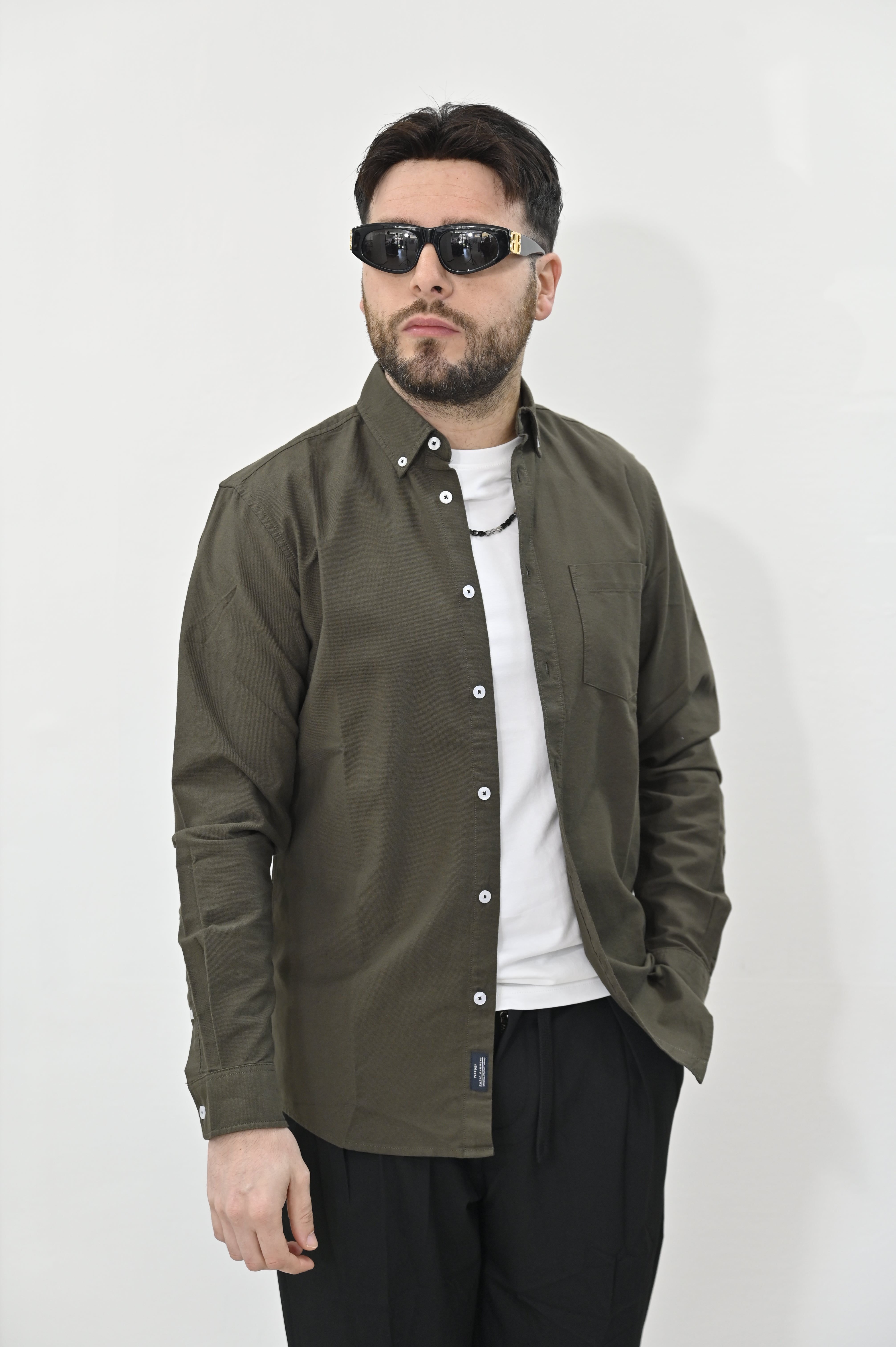 Camicia cotone Oxford verde