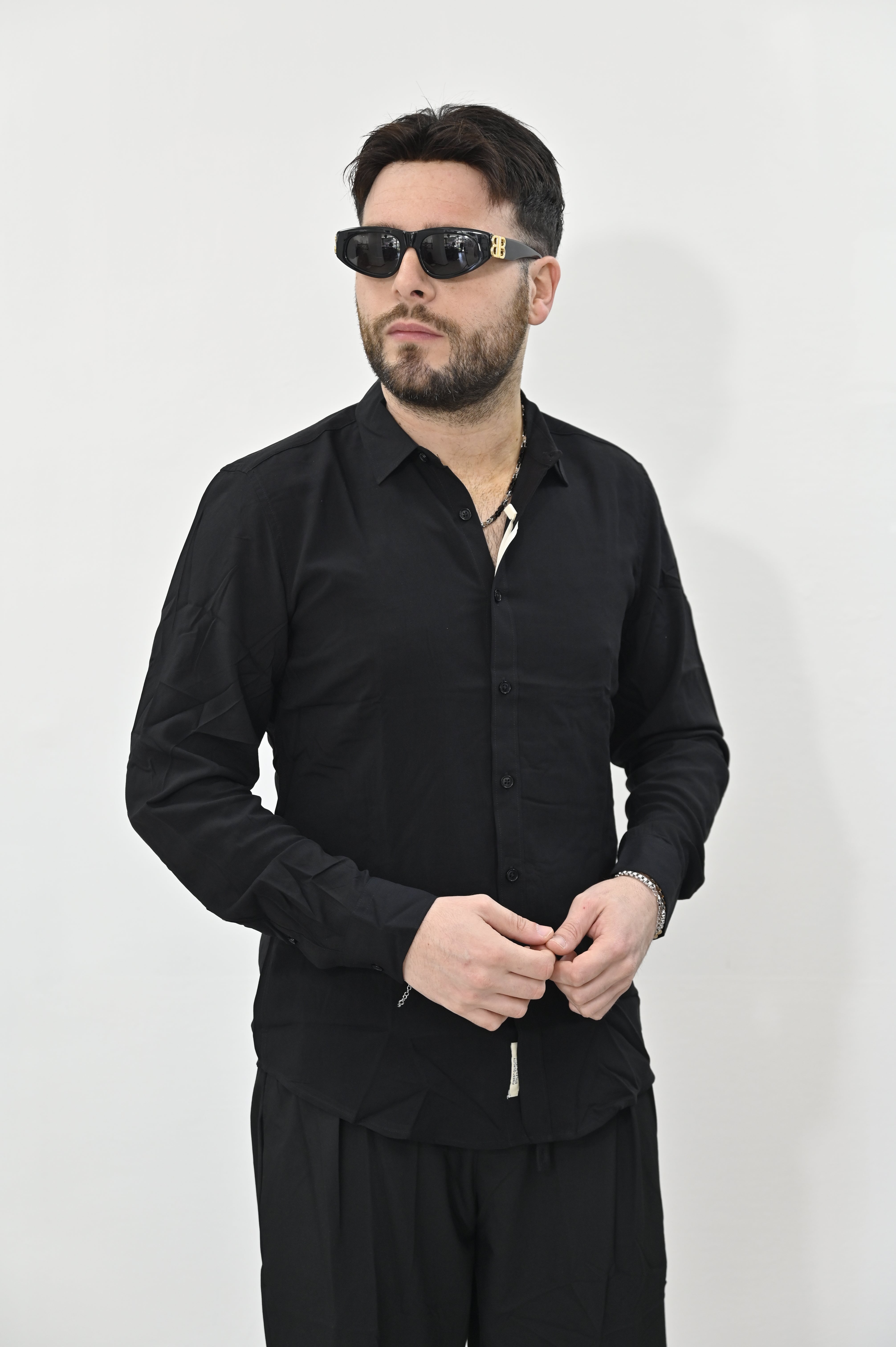 Camicia viscosa gianni Lupo nera