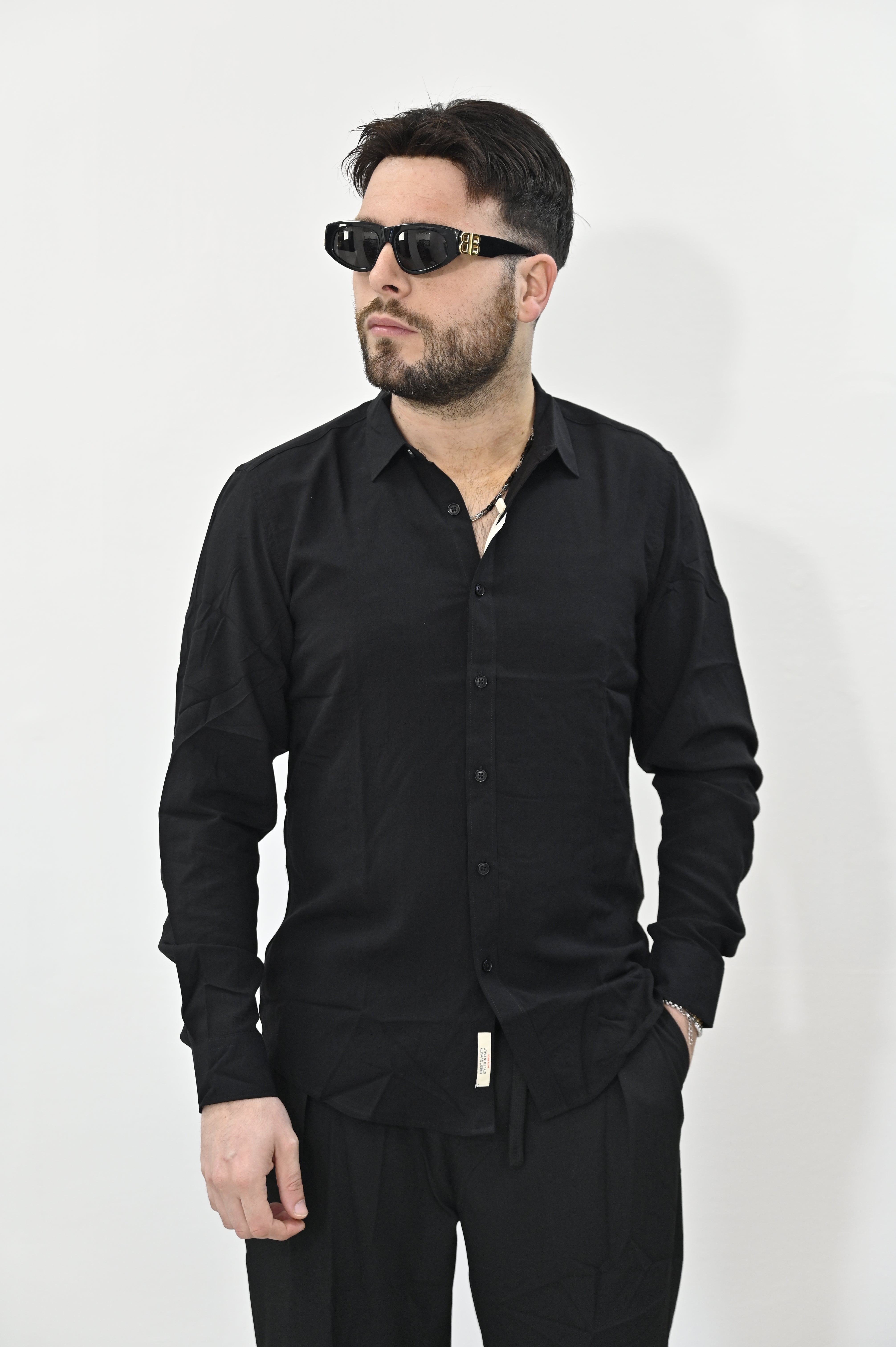 Camicia viscosa gianni Lupo nera