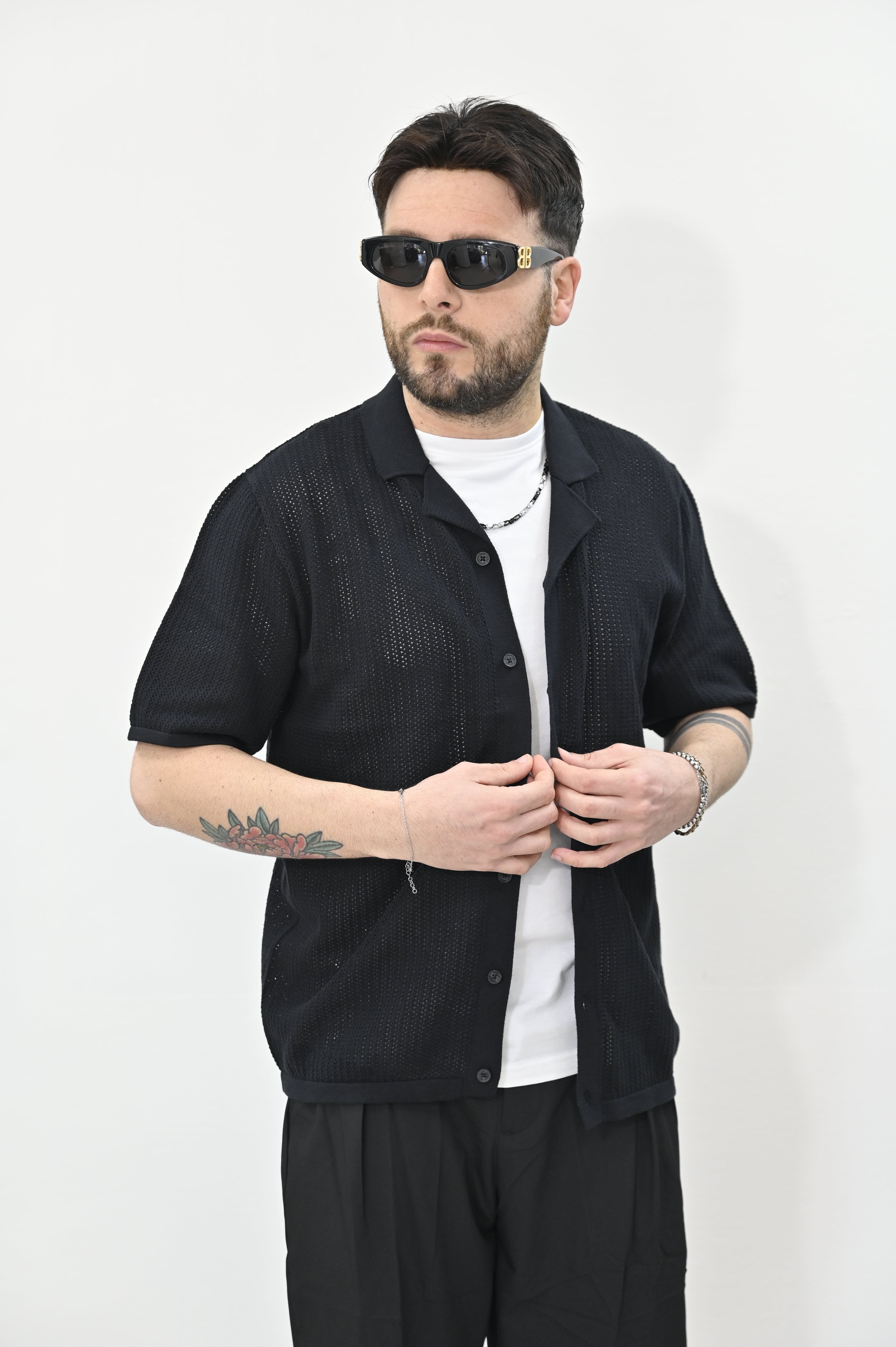 Overshirt traforata nera Jack & Jones