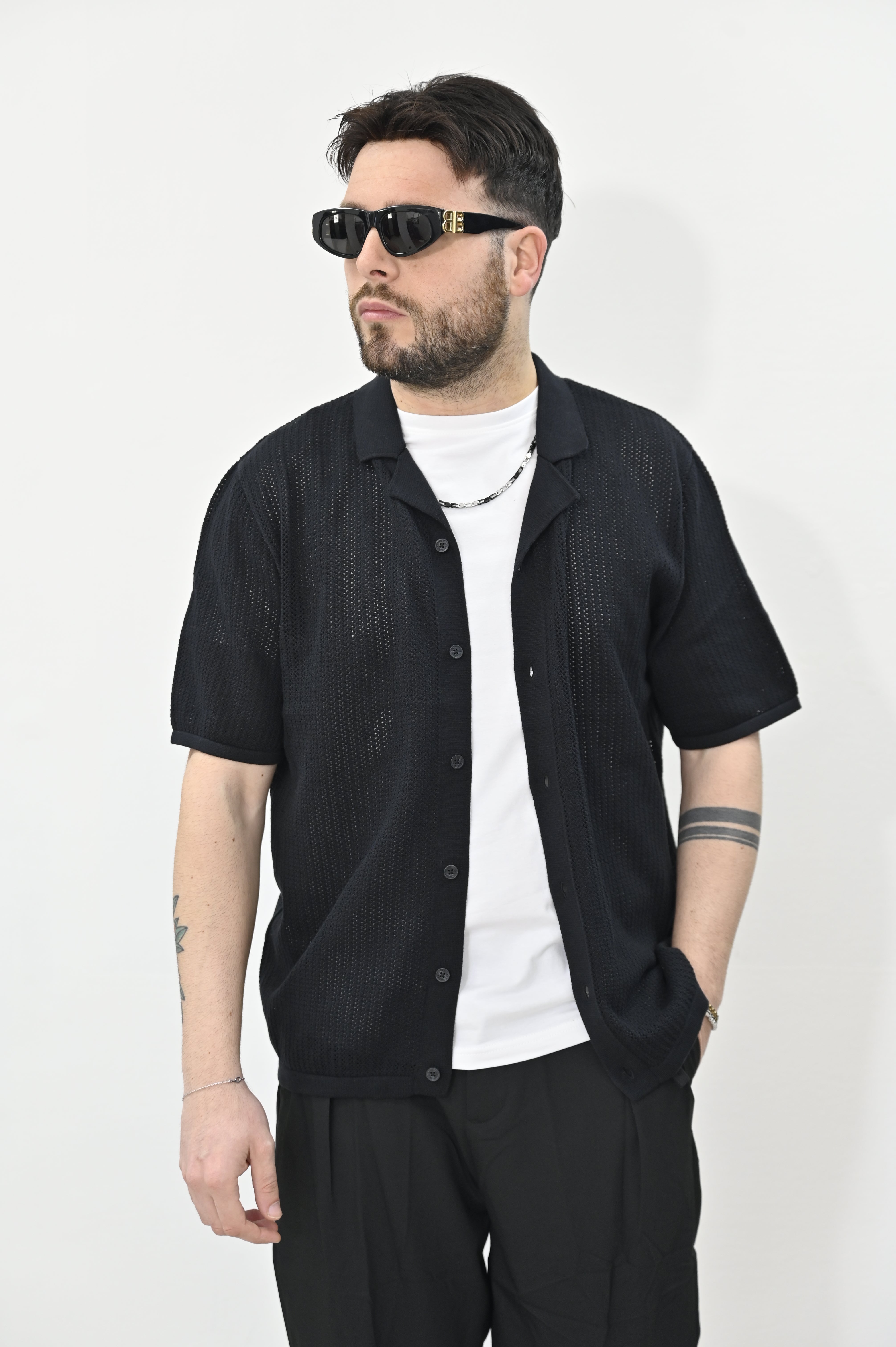 Overshirt traforata nera Jack & Jones